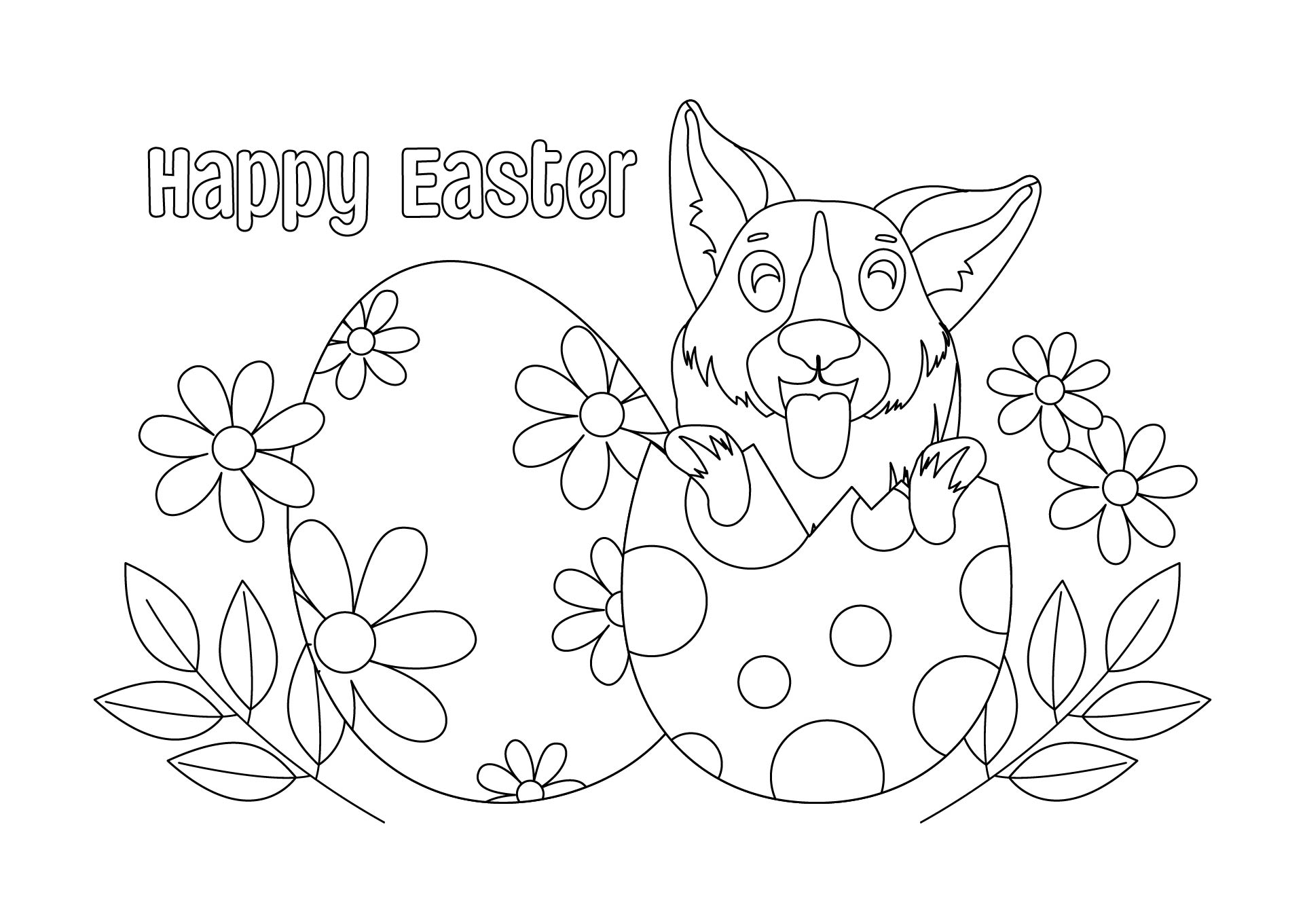 Easter Puppy Coloring Page Printable