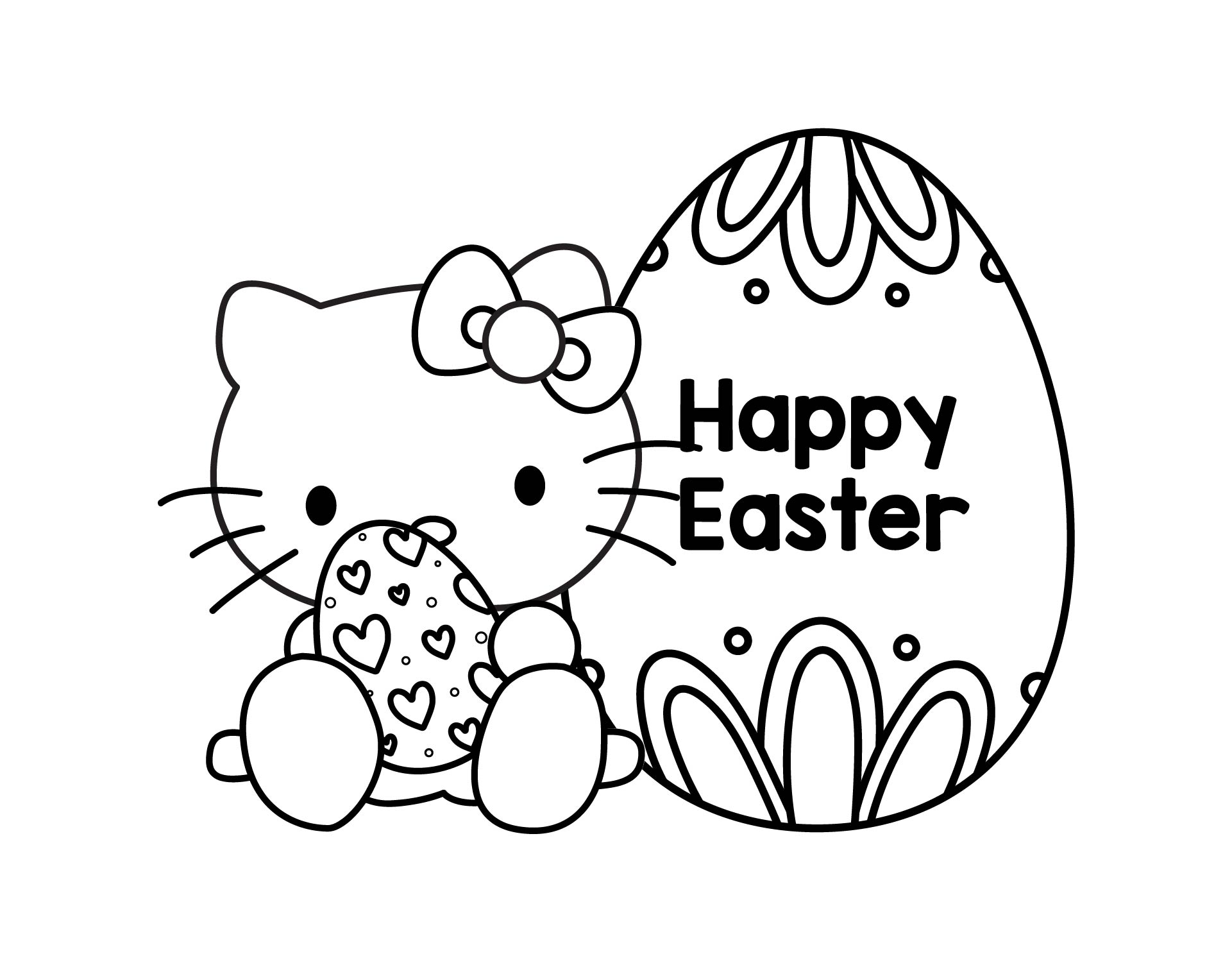 Hello Kitty Happy Easter Printable Coloring Pages
