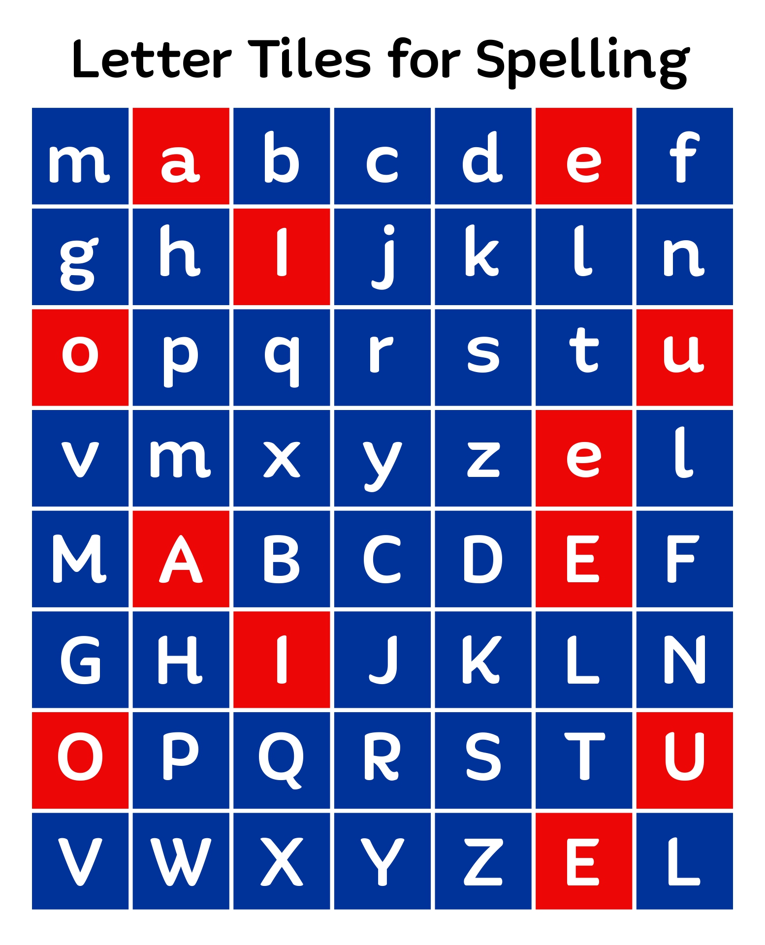 Letter Tiles For Spelling