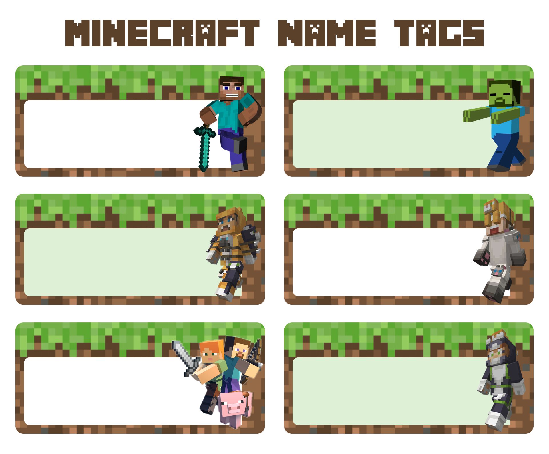 Minecraft Name Tags Printable