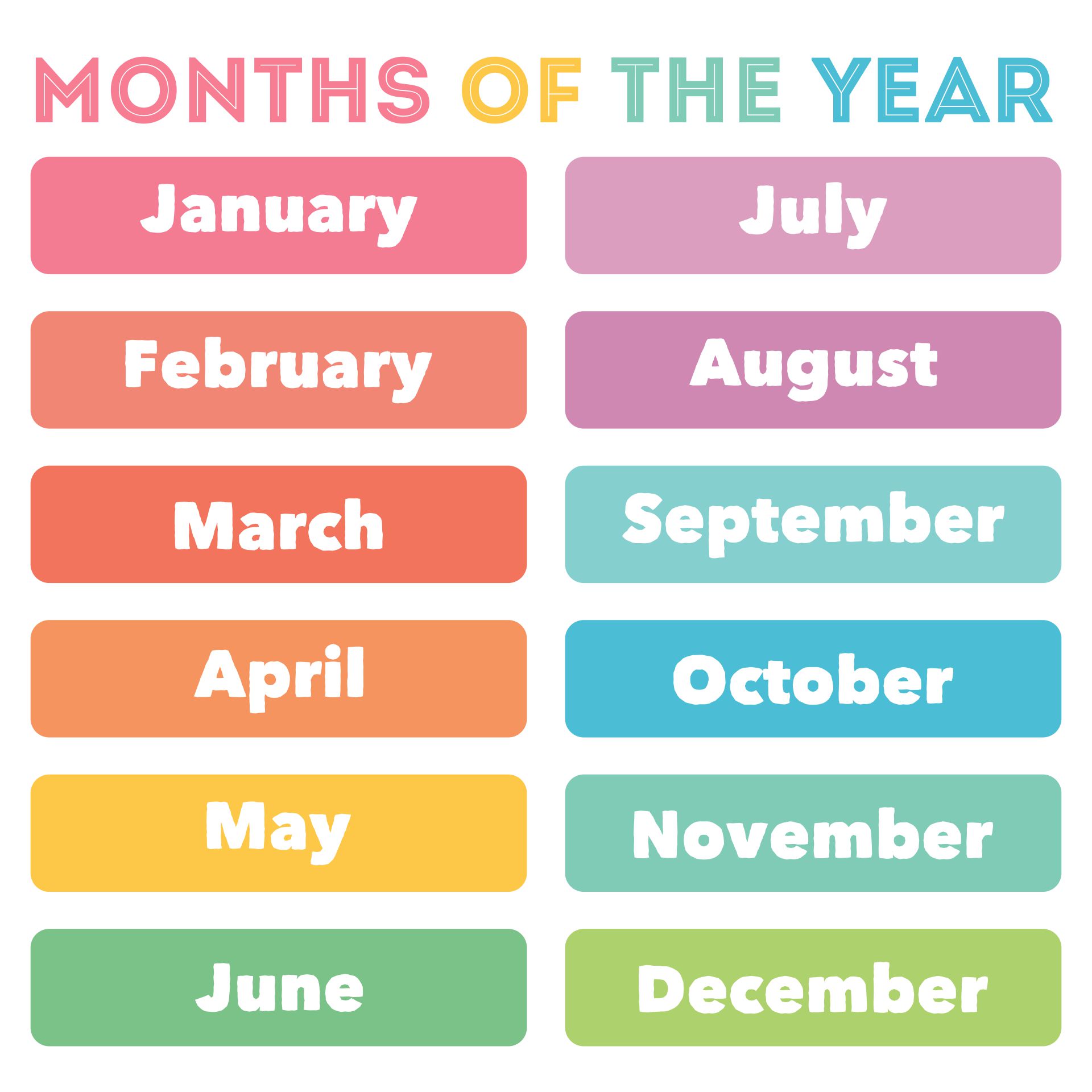 Months Of The Year Printable Poster