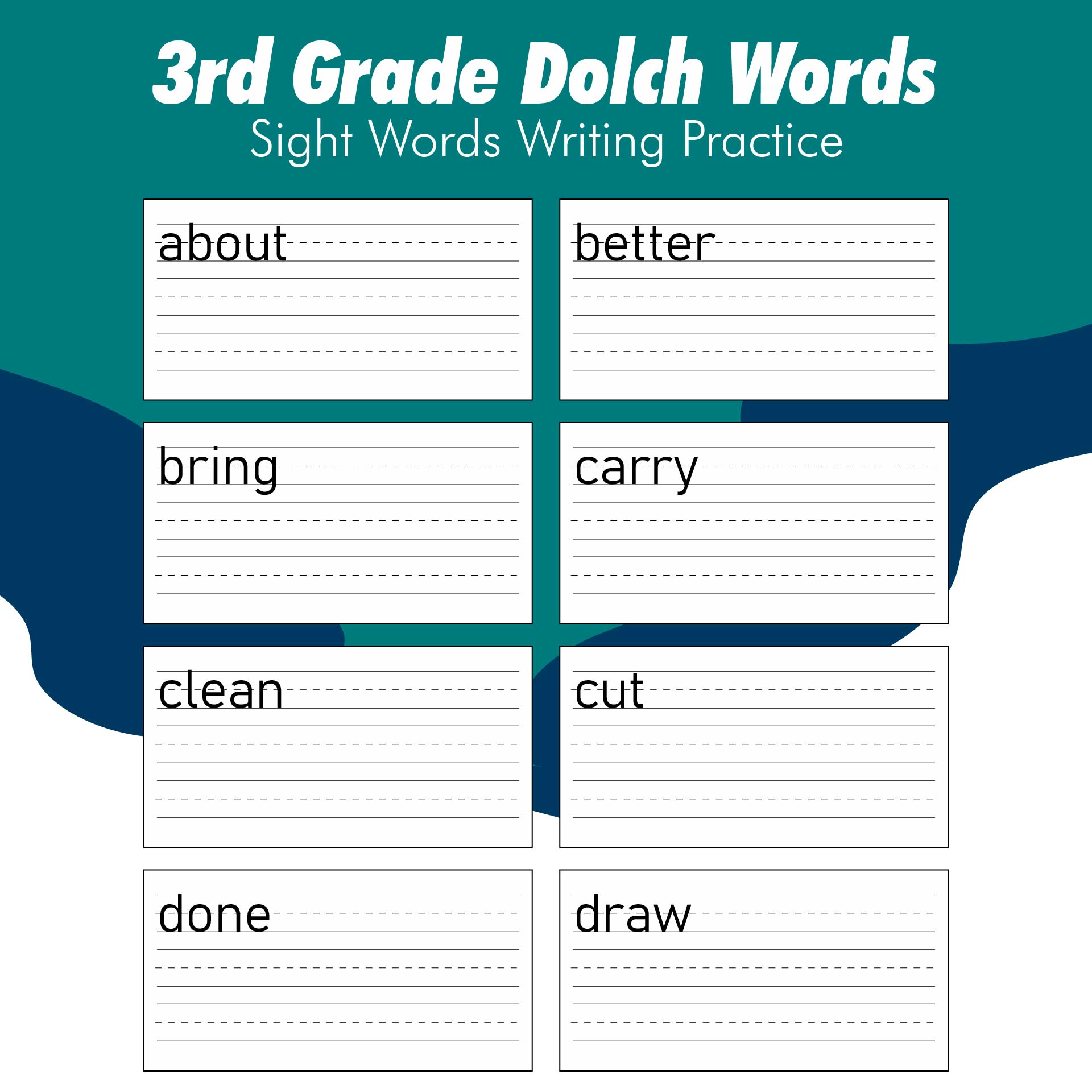 My Word Book Printable Third Grade Dolch Sight Words Writing Practice