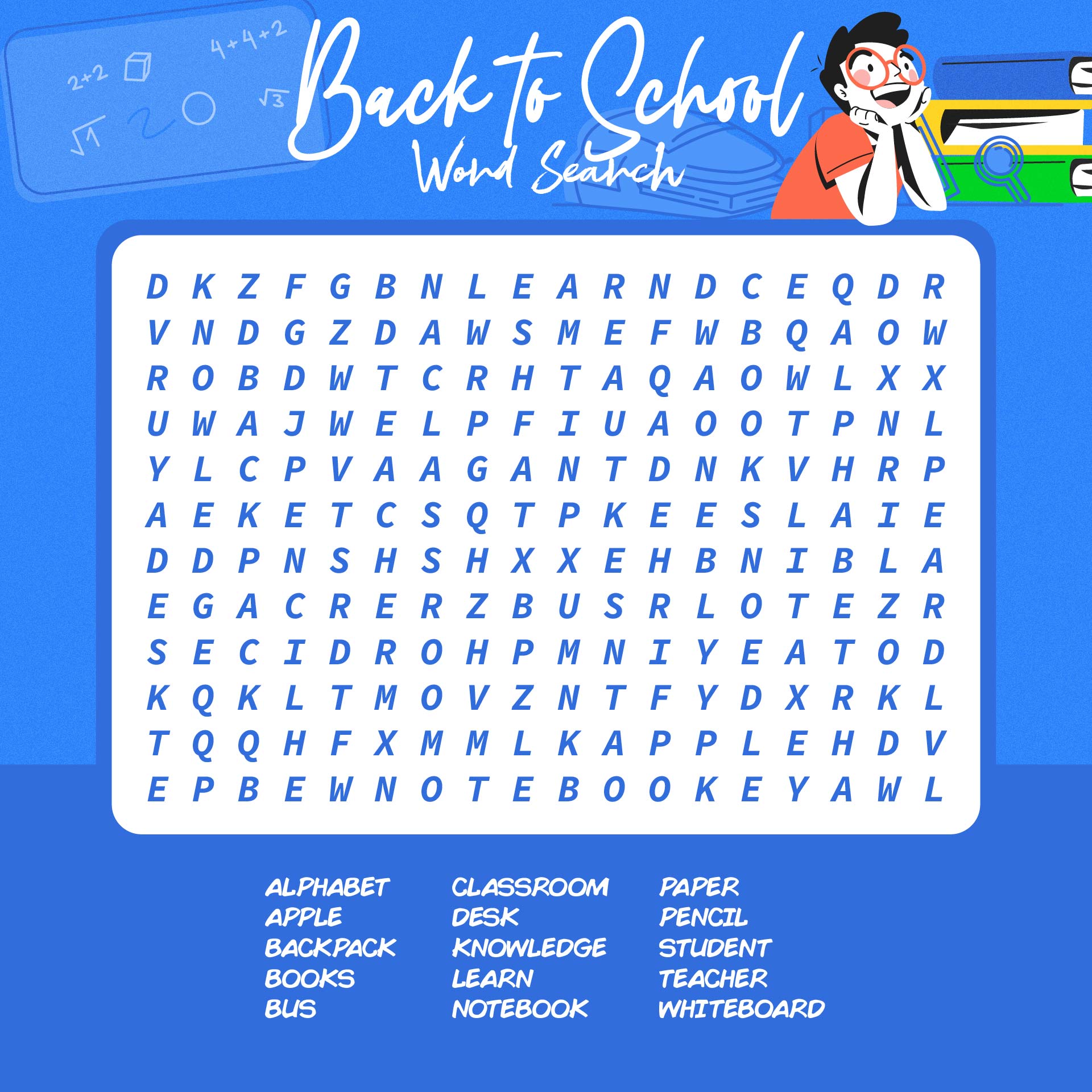 Printable Back To School Word Search Puzzles For Kids