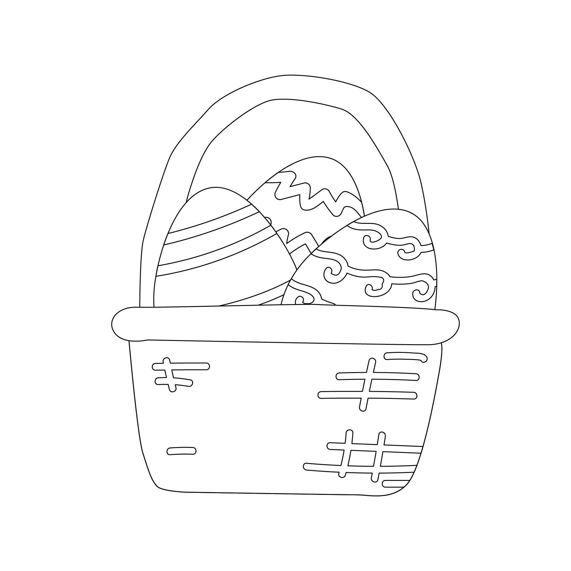 Printable Basket Of Eggs Easter Outline