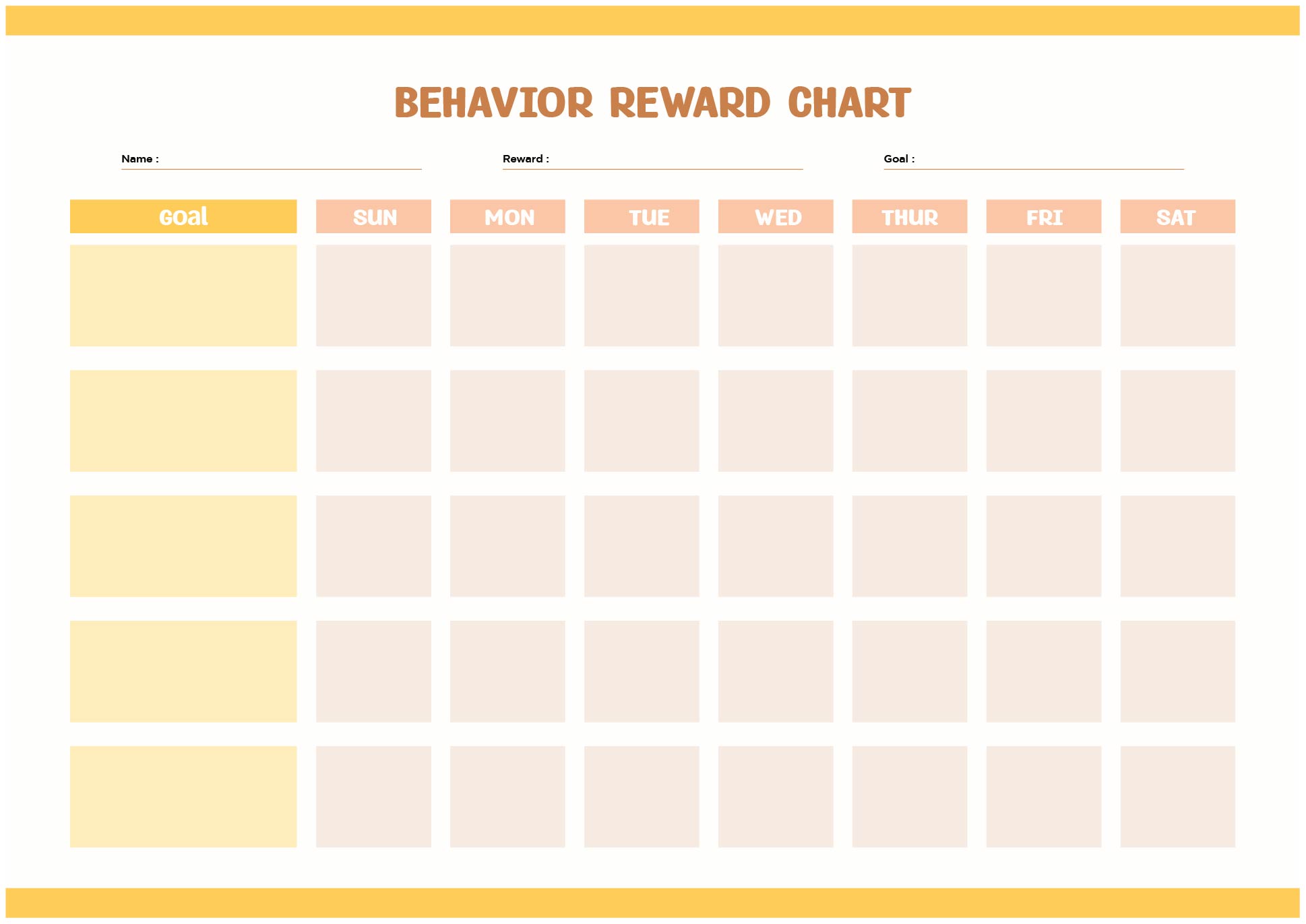 Printable Behavior Reward Chart Template