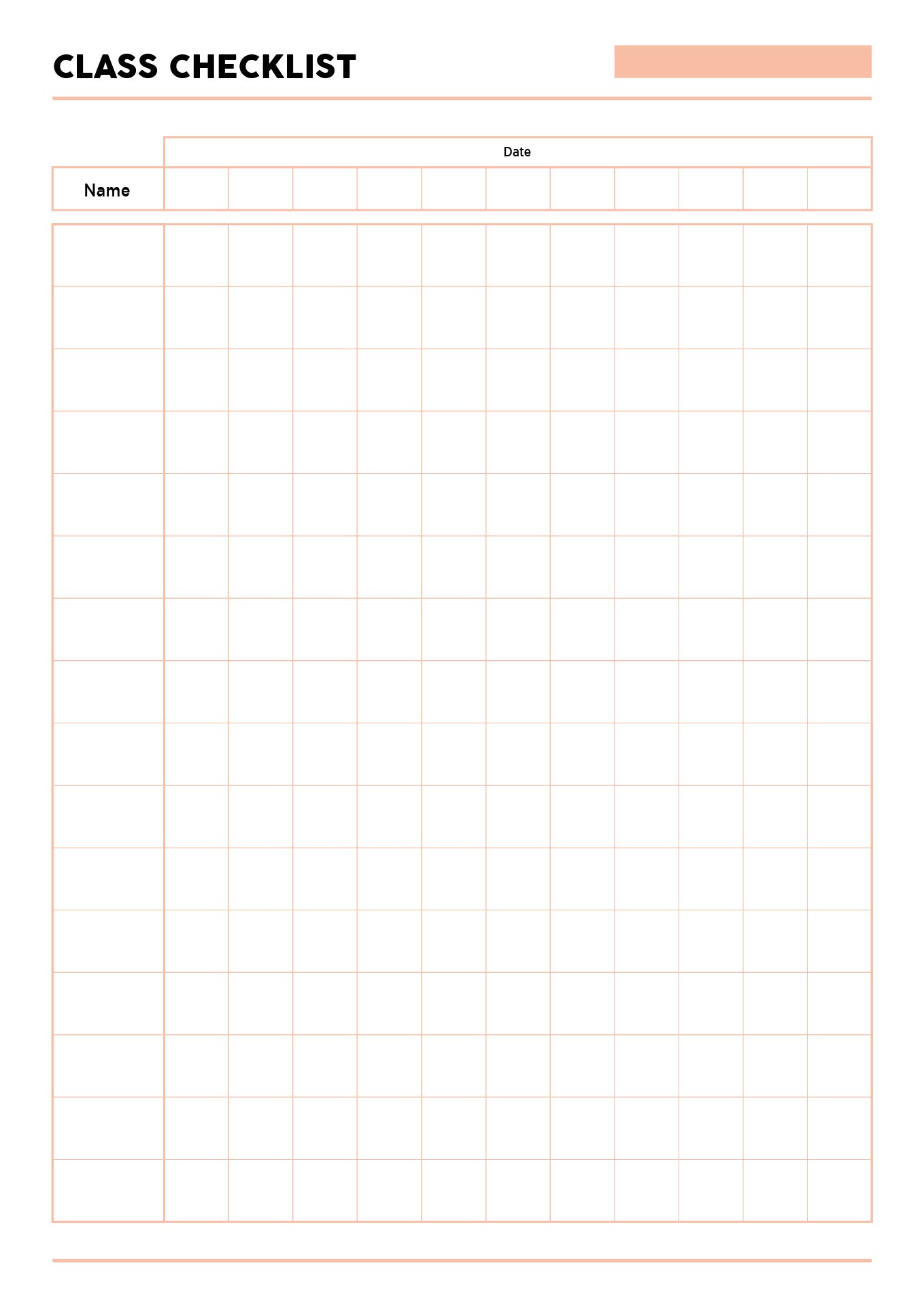 Printable Blank Checklist Template For Teachers