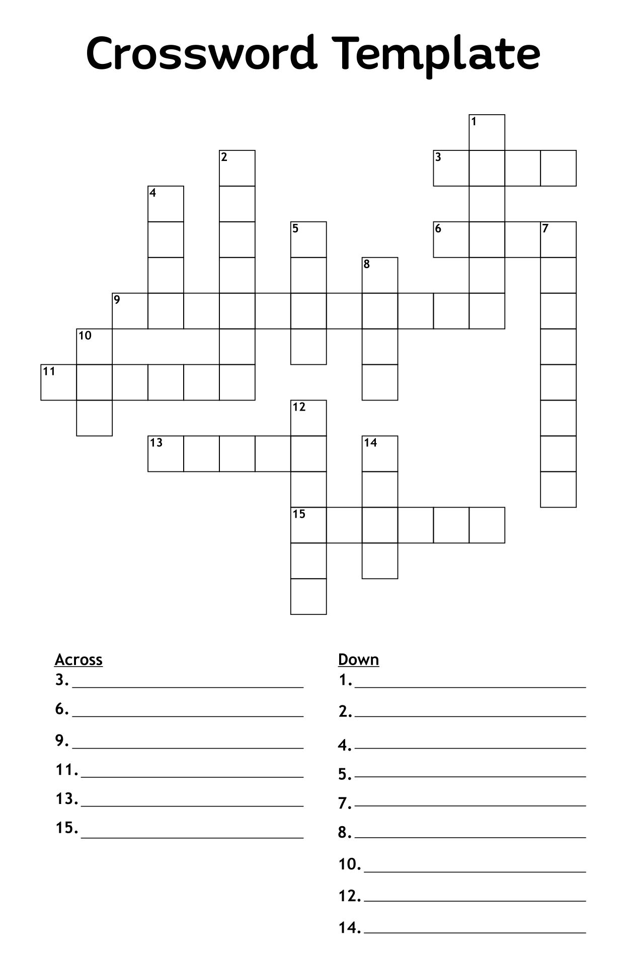 Printable Blank Crossword Template
