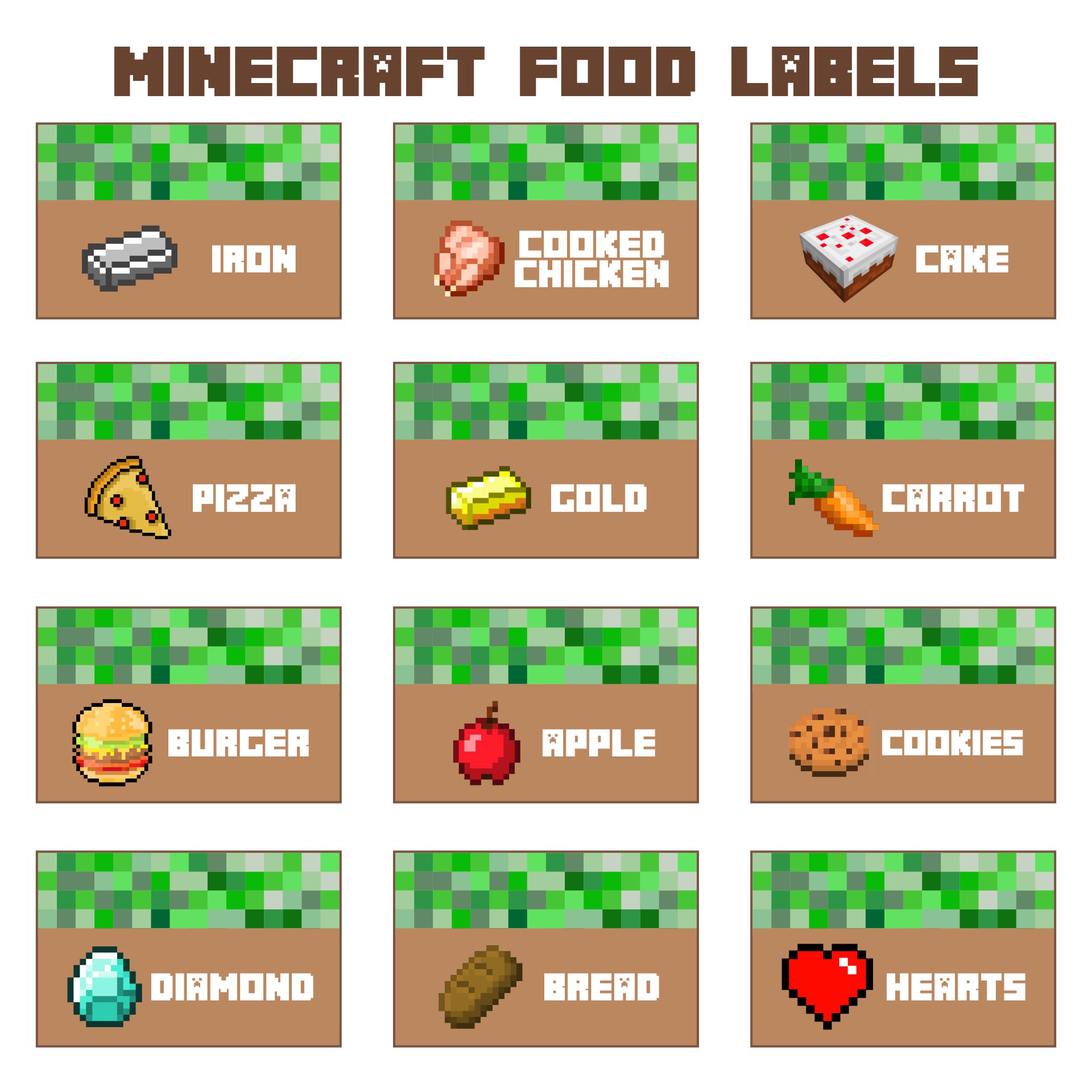 Printable Blank Minecraft Food Label Template