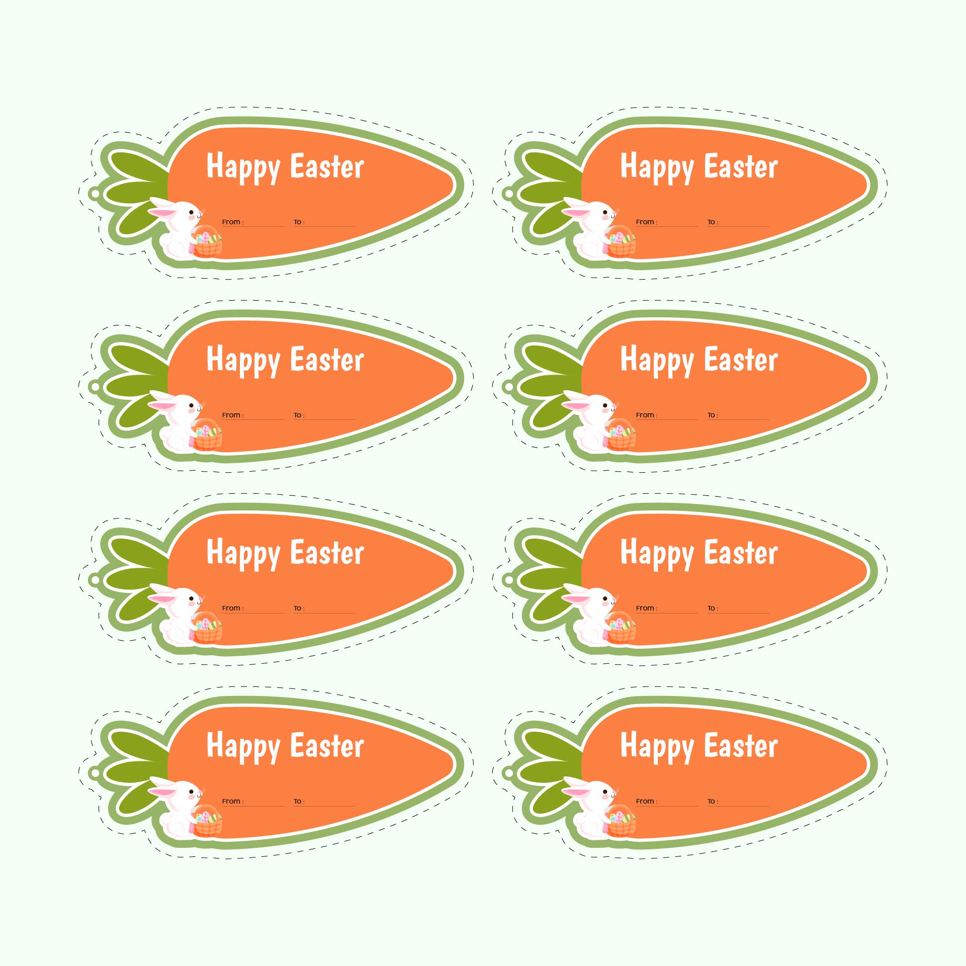 Printable Carrot Tag Easter Template