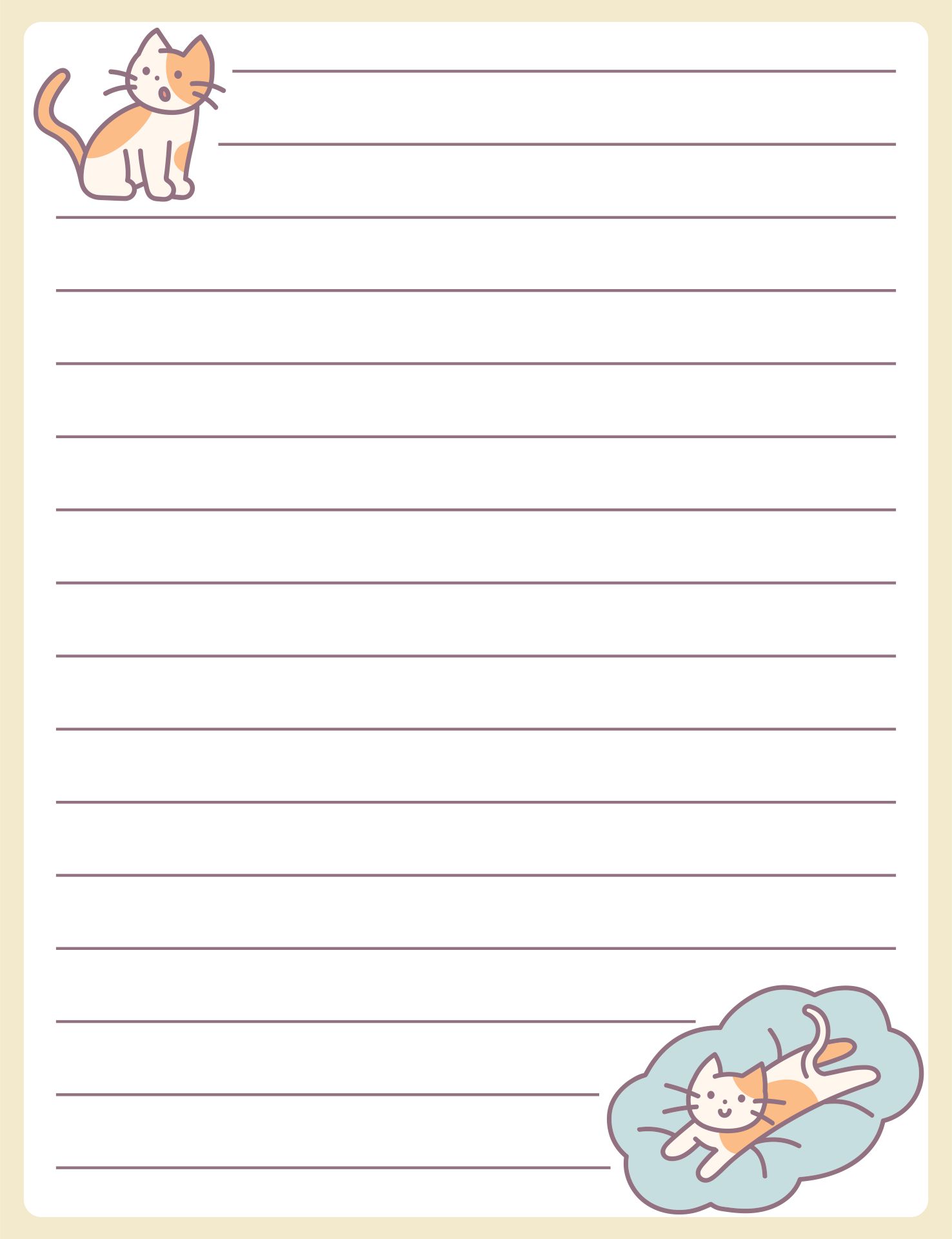 Printable Cat Writing Paper