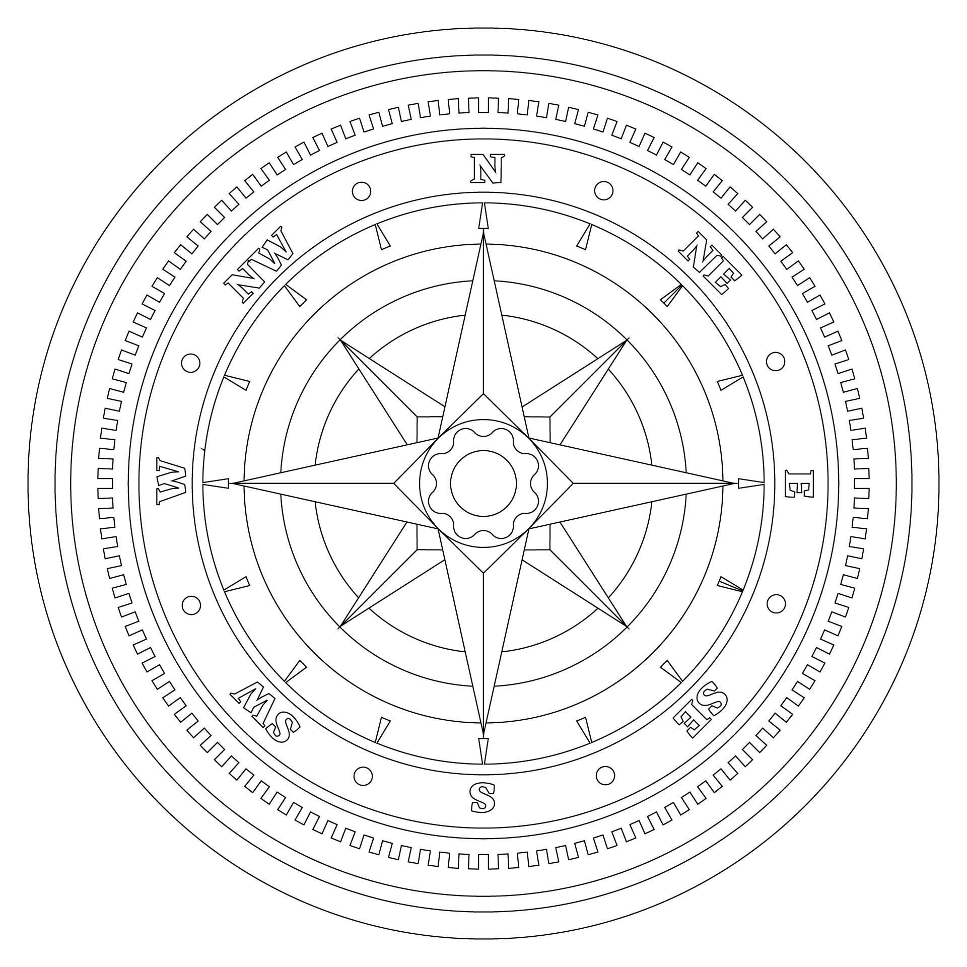 Printable Compass Rose Coloring Pages