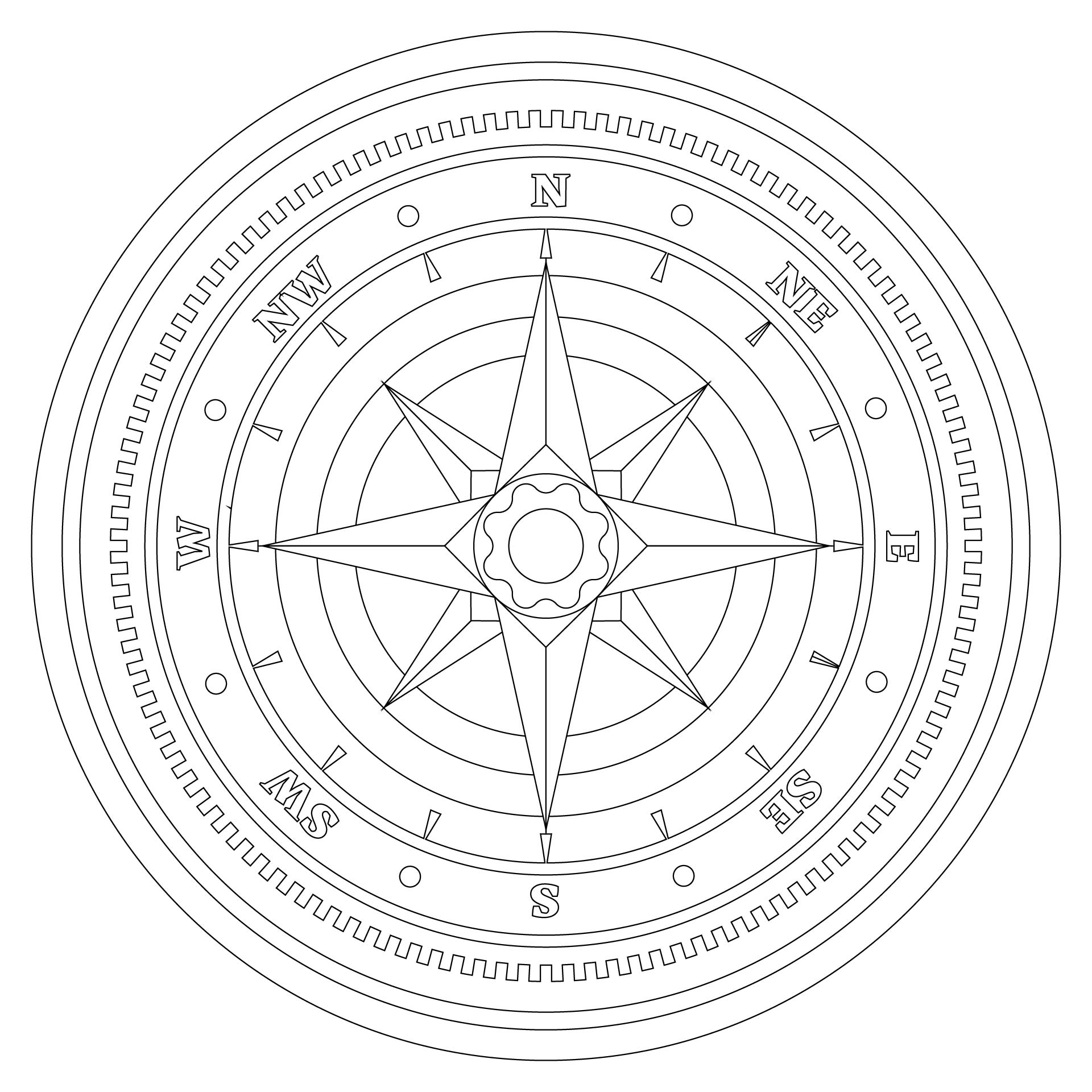 coloring pages compass rose