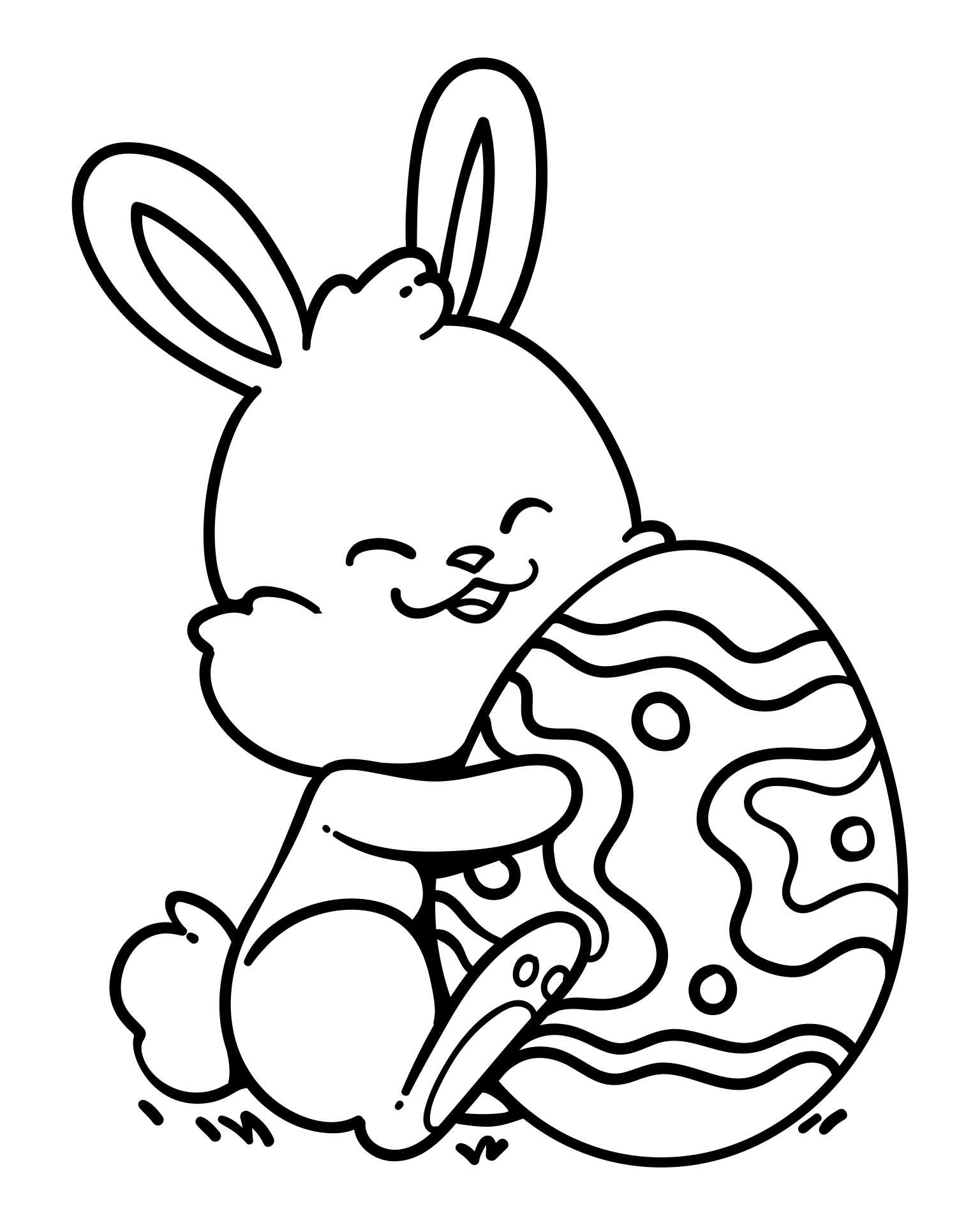 Printable Cute Bunny Holding Easter Egg Coloring Pages