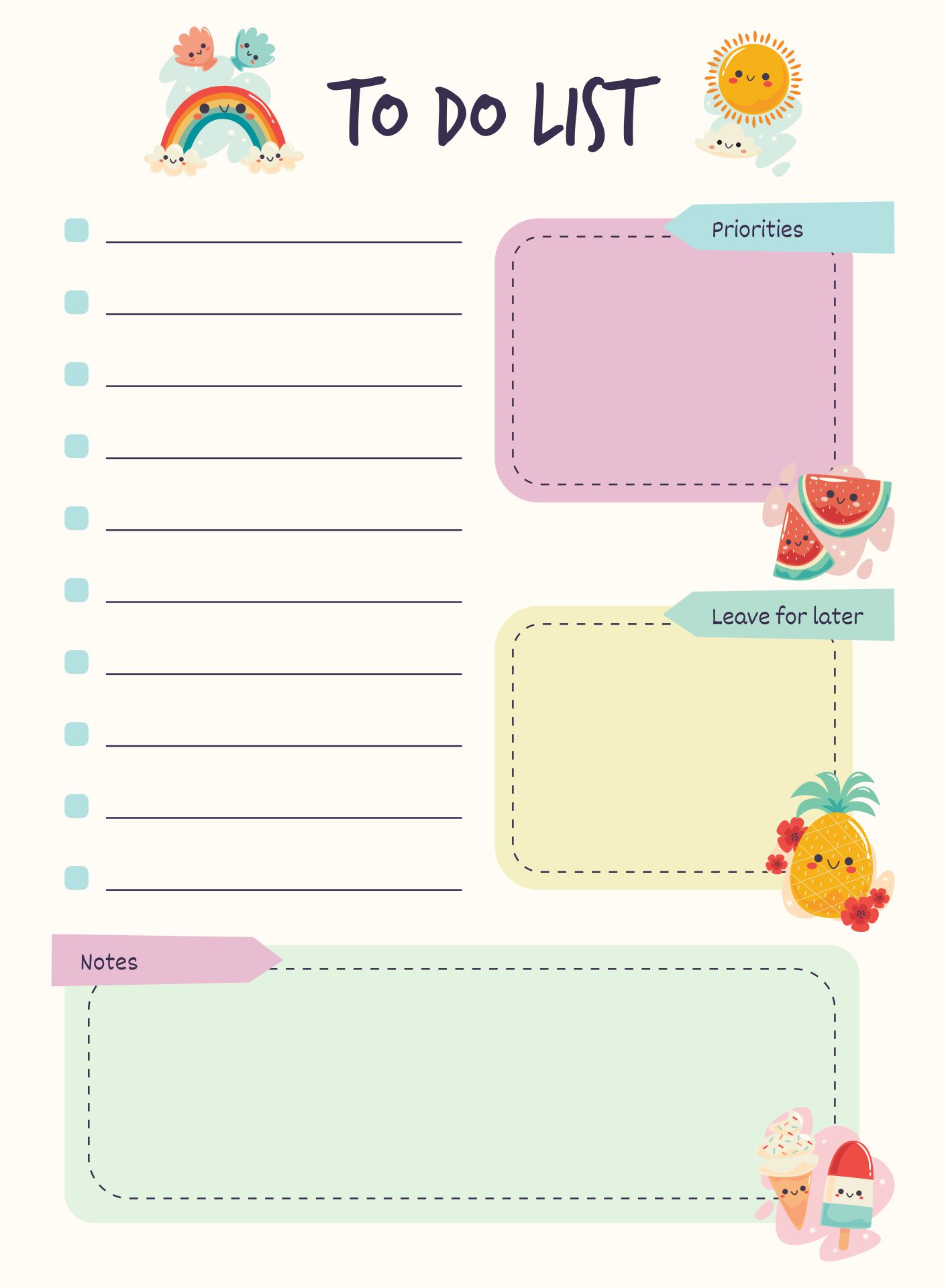 Printable Cute To-Do List Template