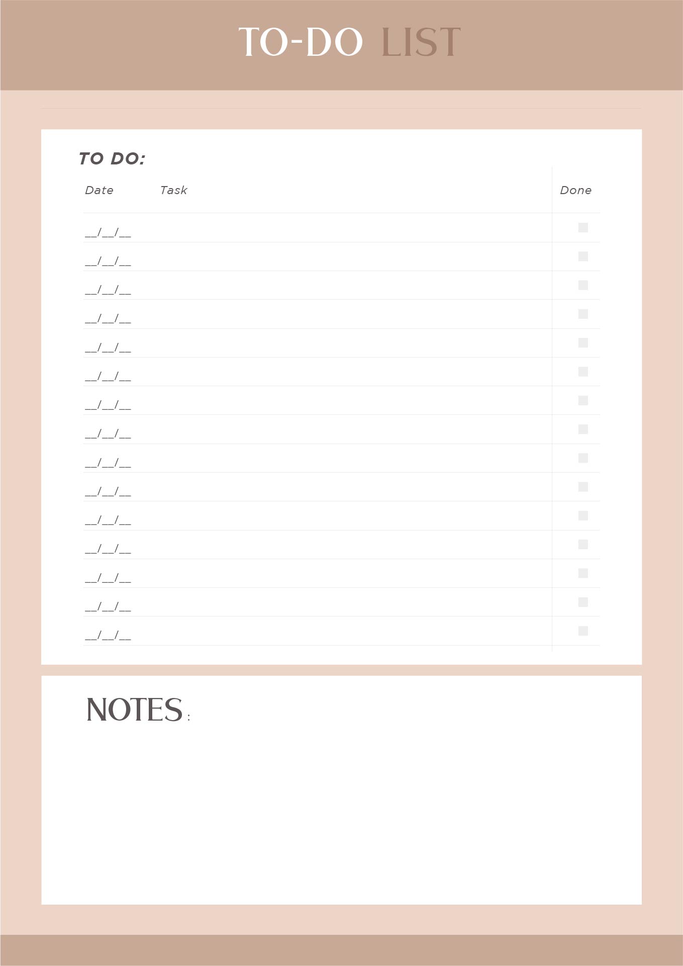 Printable Daily Checklists Template