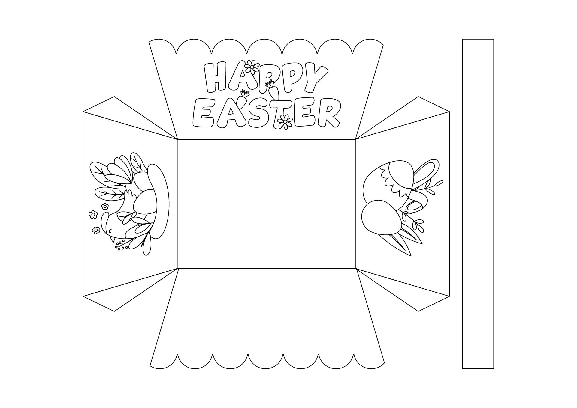Printable Easter Bunny Basket Coloring Craft Template