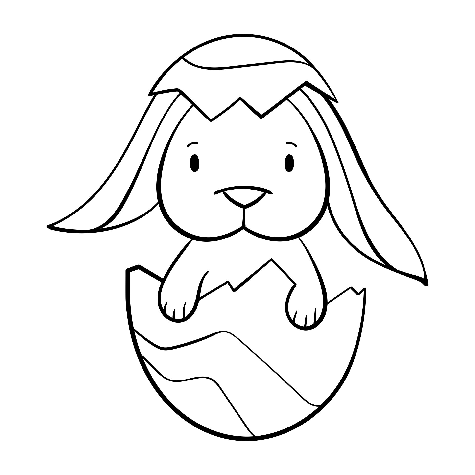 Printable Easter Bunny In Easter Egg Coloring Page