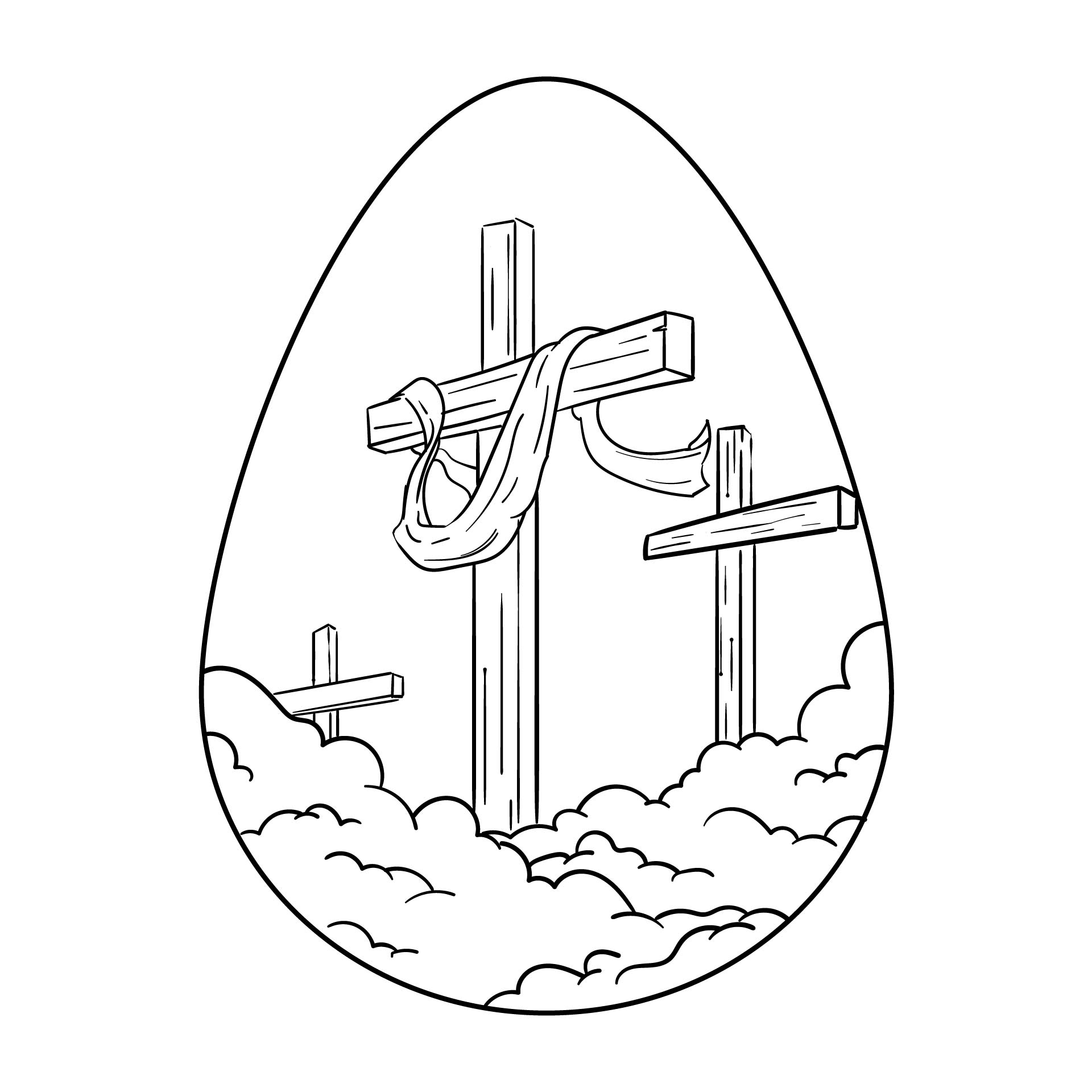 Printable Easter Cross Black And White Clipart
