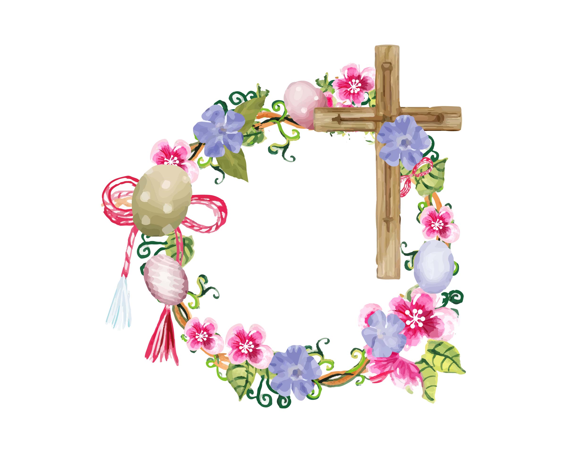 Printable Easter Cross Wreath Template