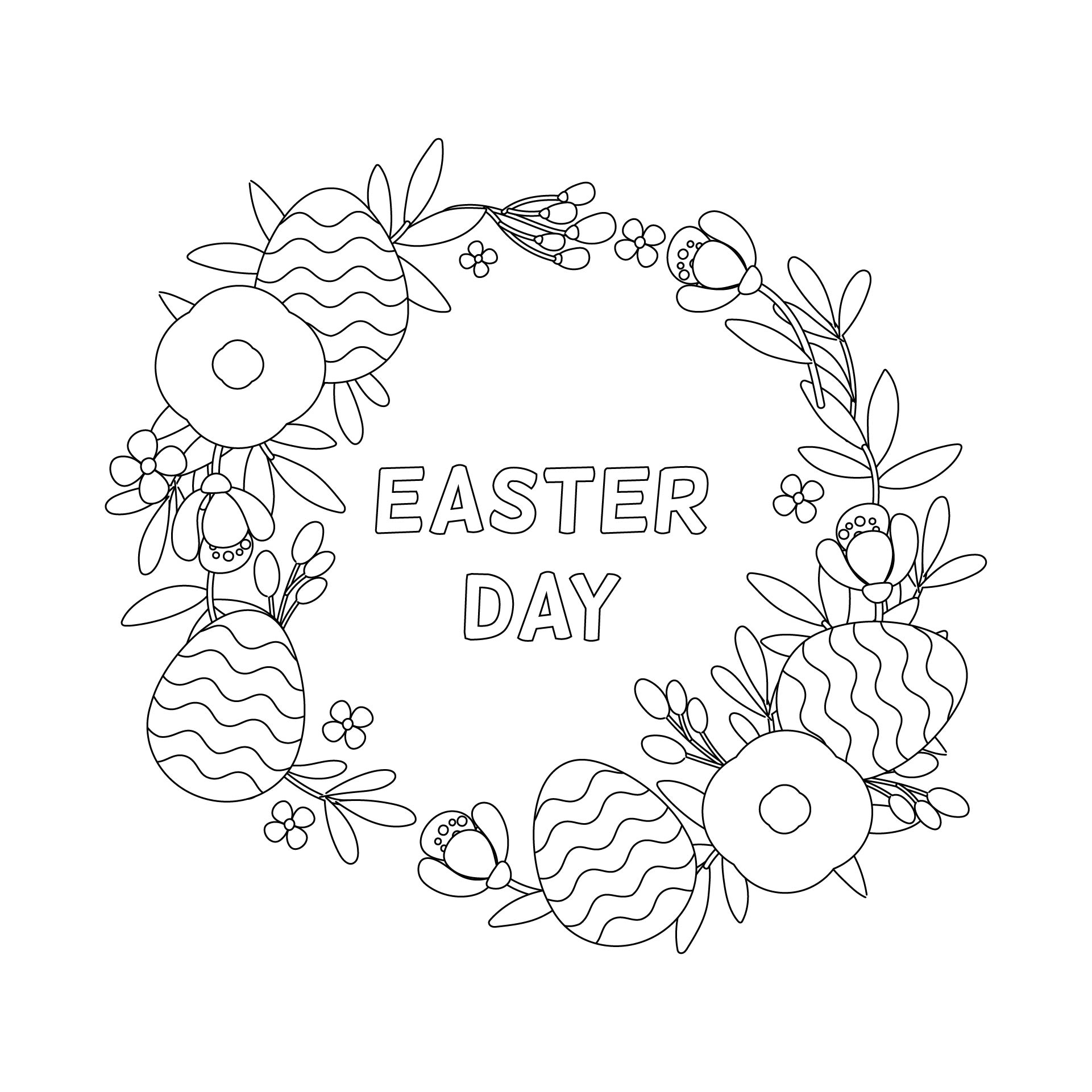 Printable Easter Egg Wreath Coloring Page