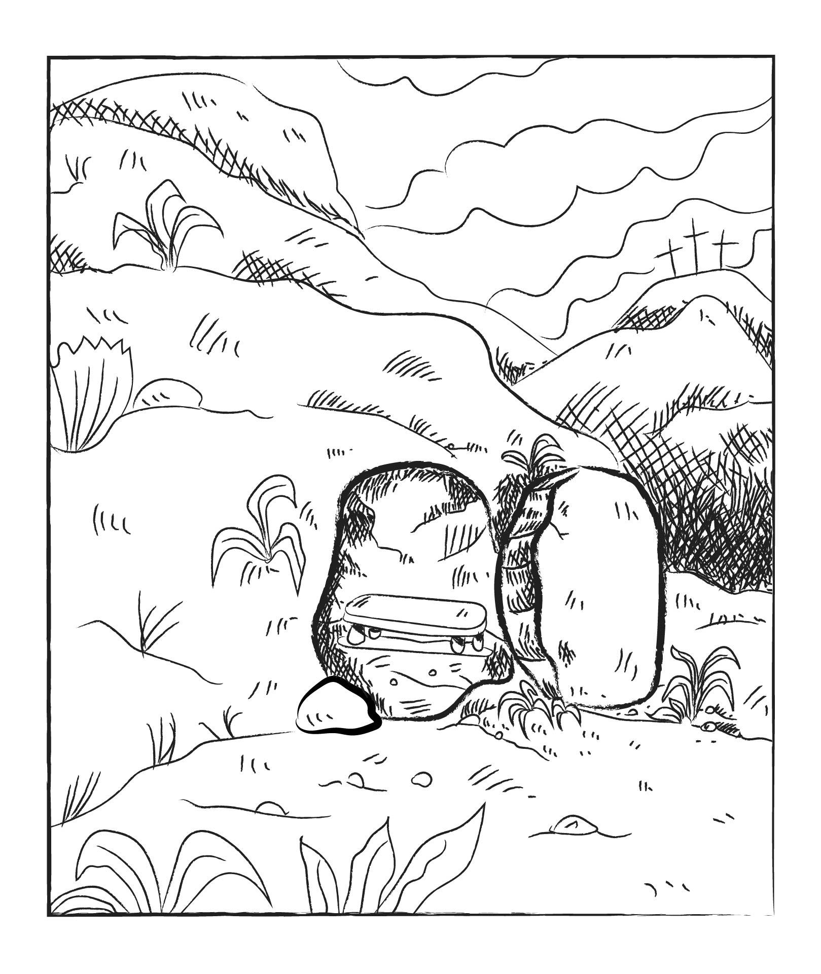 Printable Empty Tomb Coloring Page