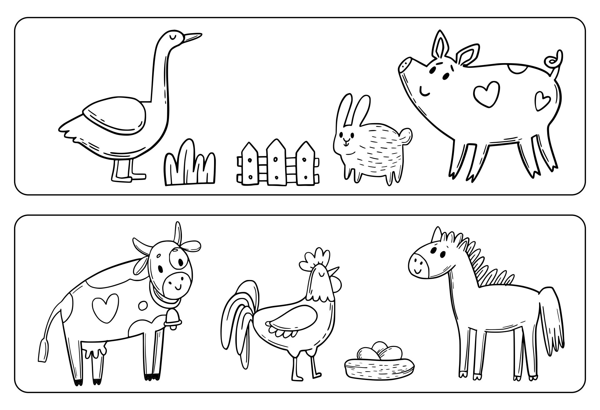 Printable Farm Animal Bookmarks For Kids To Color