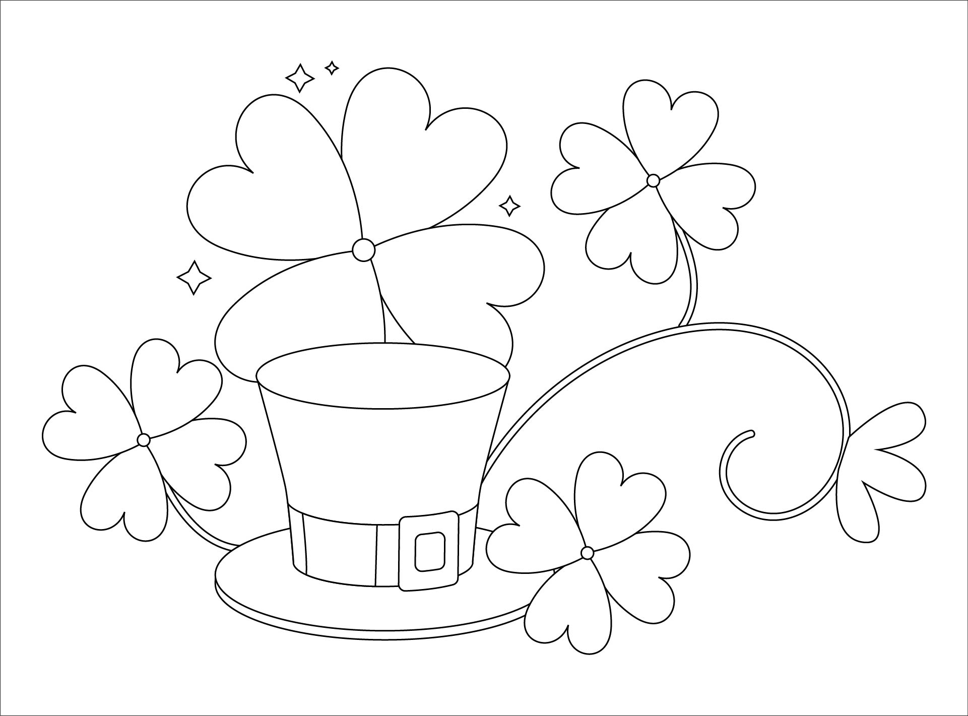 Printable Four Leaf Clover Coloring Pages