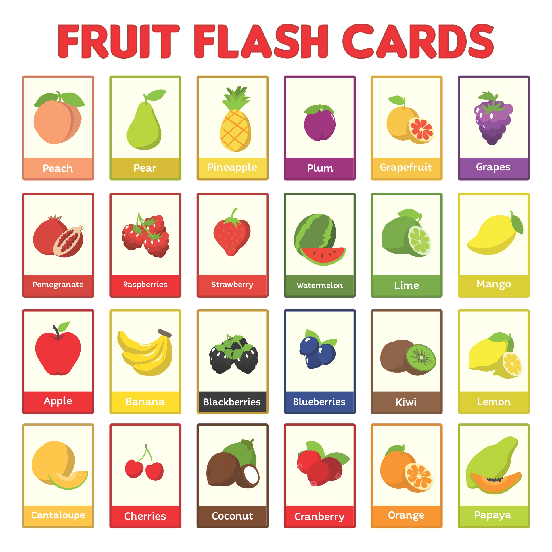 Printable Fruit Flashcards