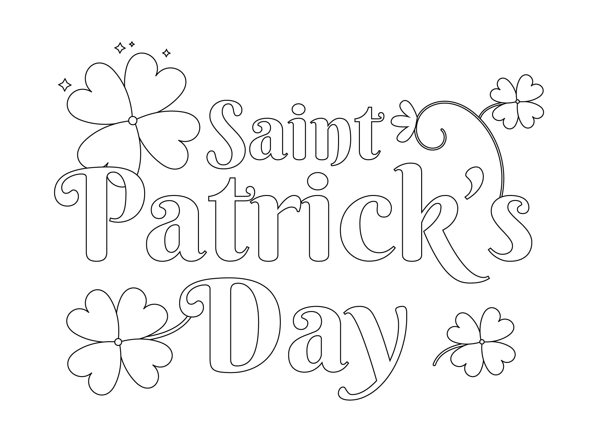 Printable Greeting St Patricks Day Clover Outline