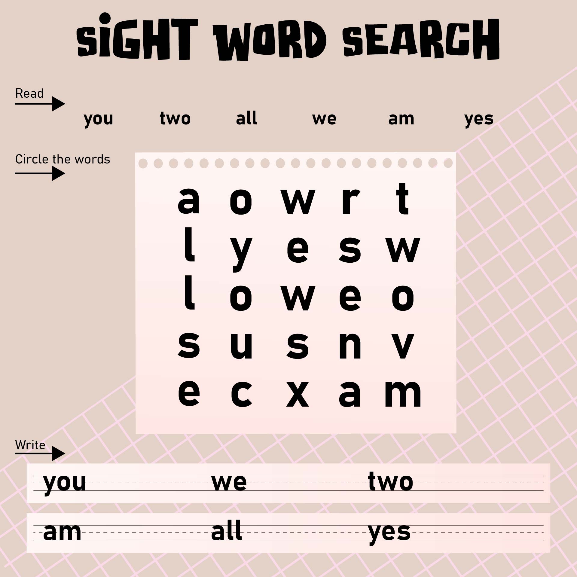 Printable Handwriting Word Search Puzzle Worksheet