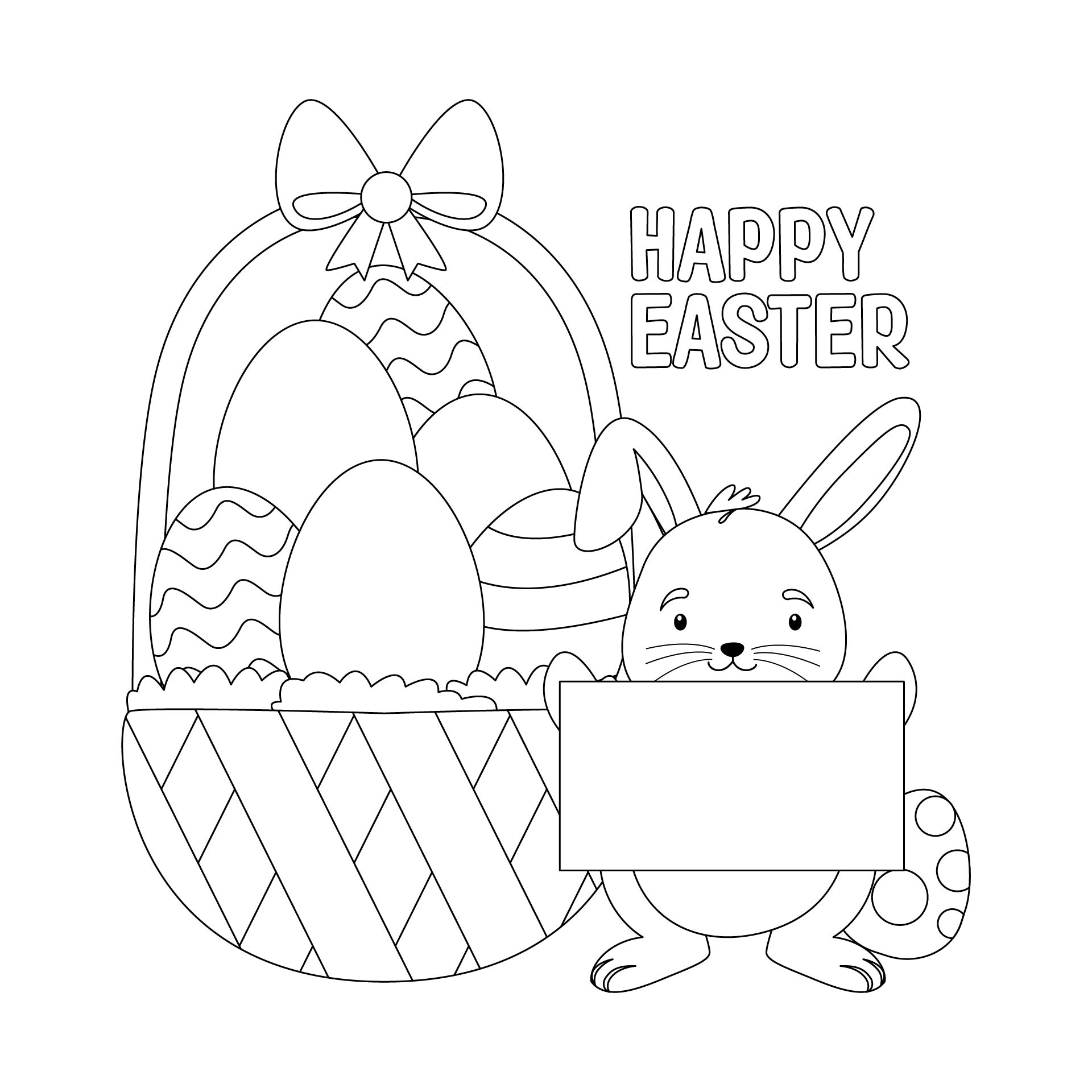 Printable Happy Easter Basket Coloring Page