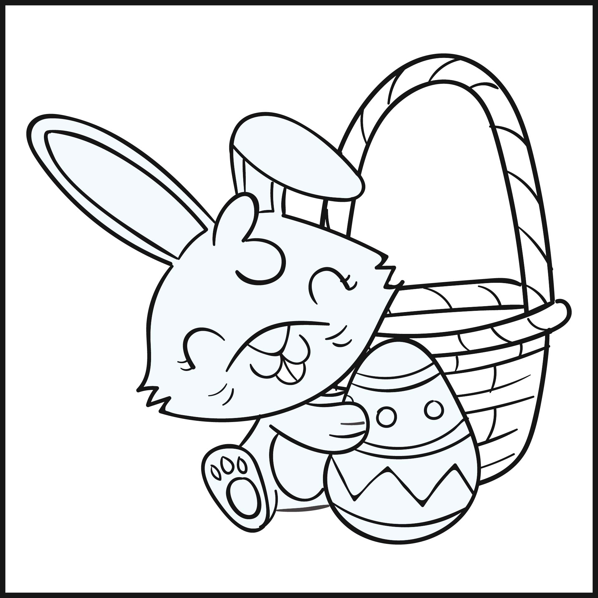 Printable Happy Easter Rabbit Coloring Page