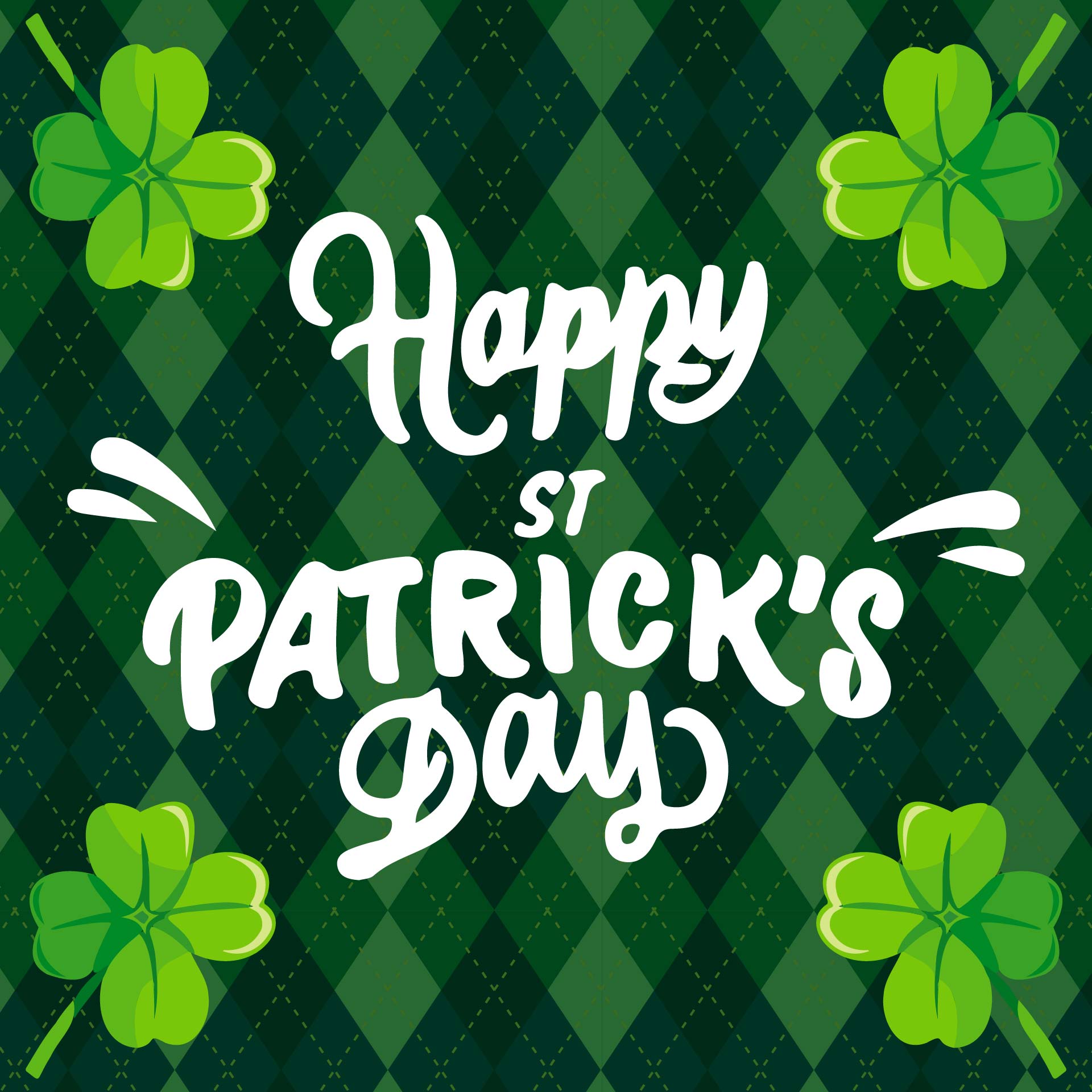 Printable Happy St. Patricks Day Lettering With Clover Shamrock