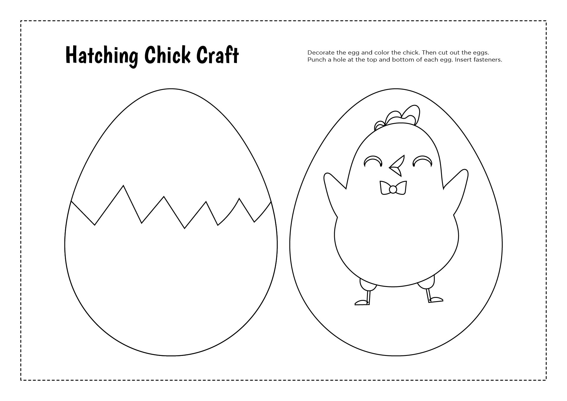 Printable Hatching Chick Craft Coloring Template