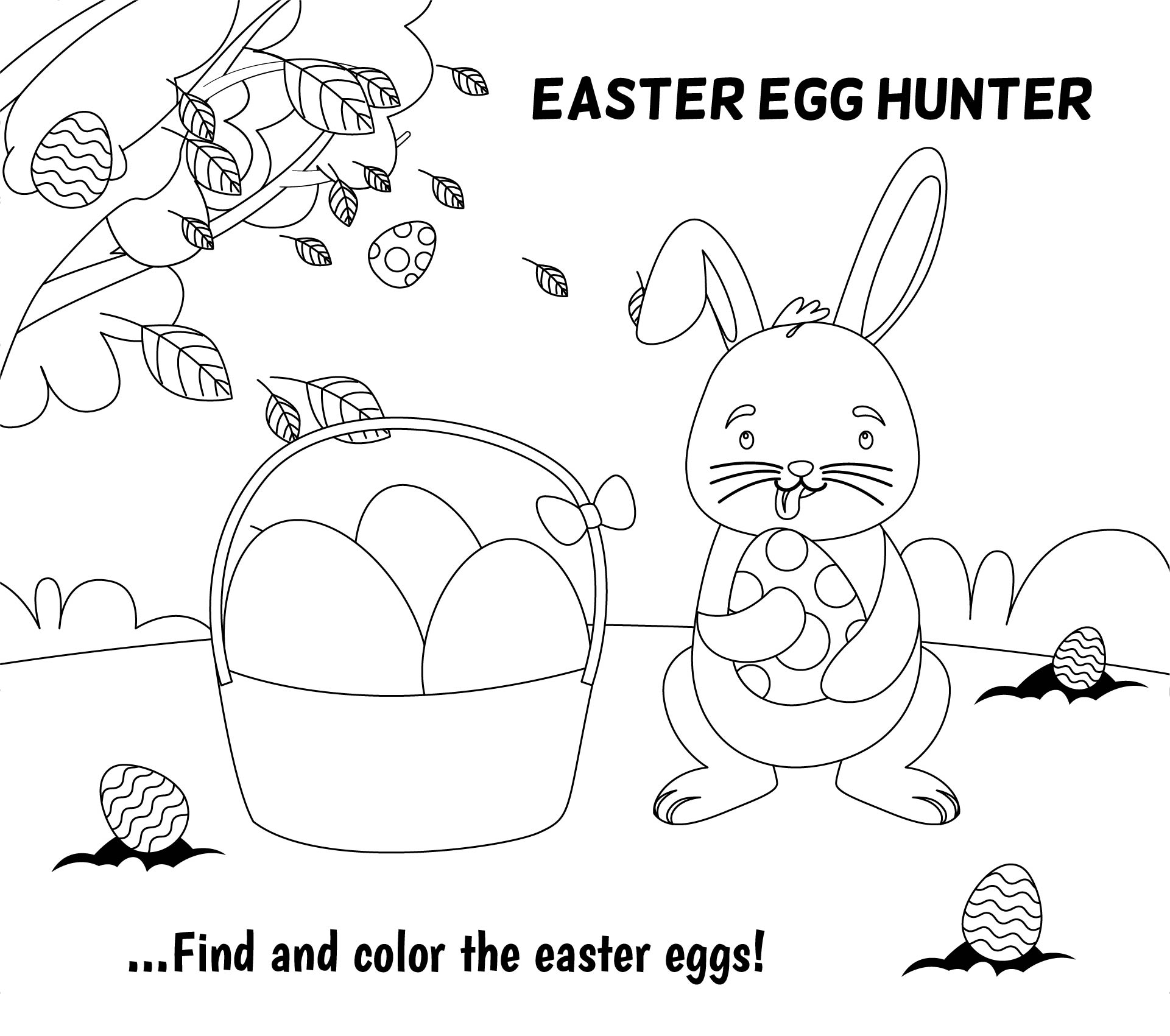 Printable Hunt For Easter Eggs Coloring Pages