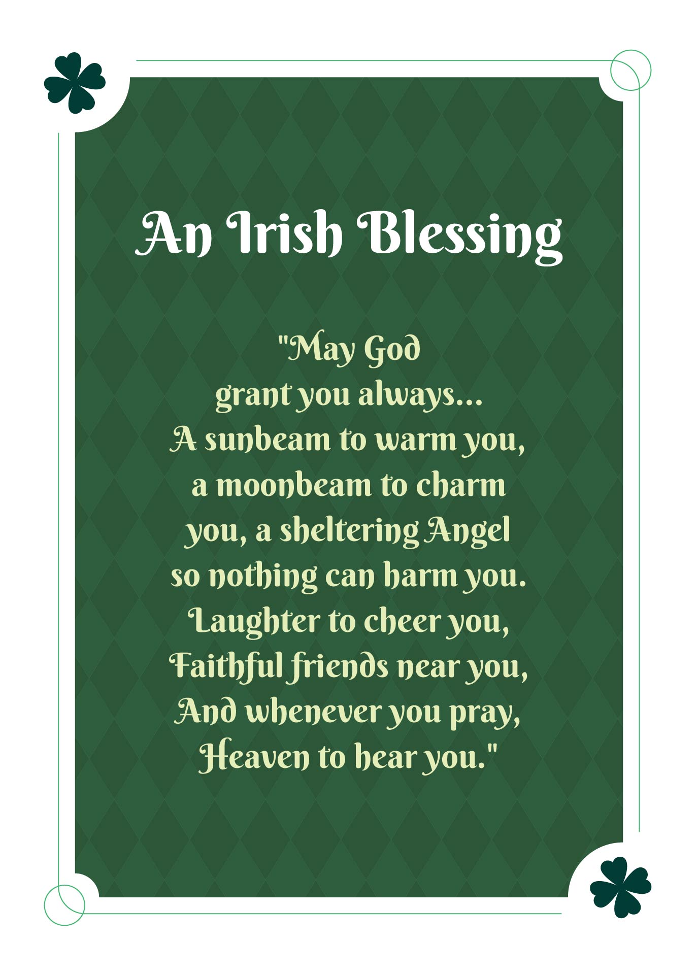 Printable Irish Blessing Prayer