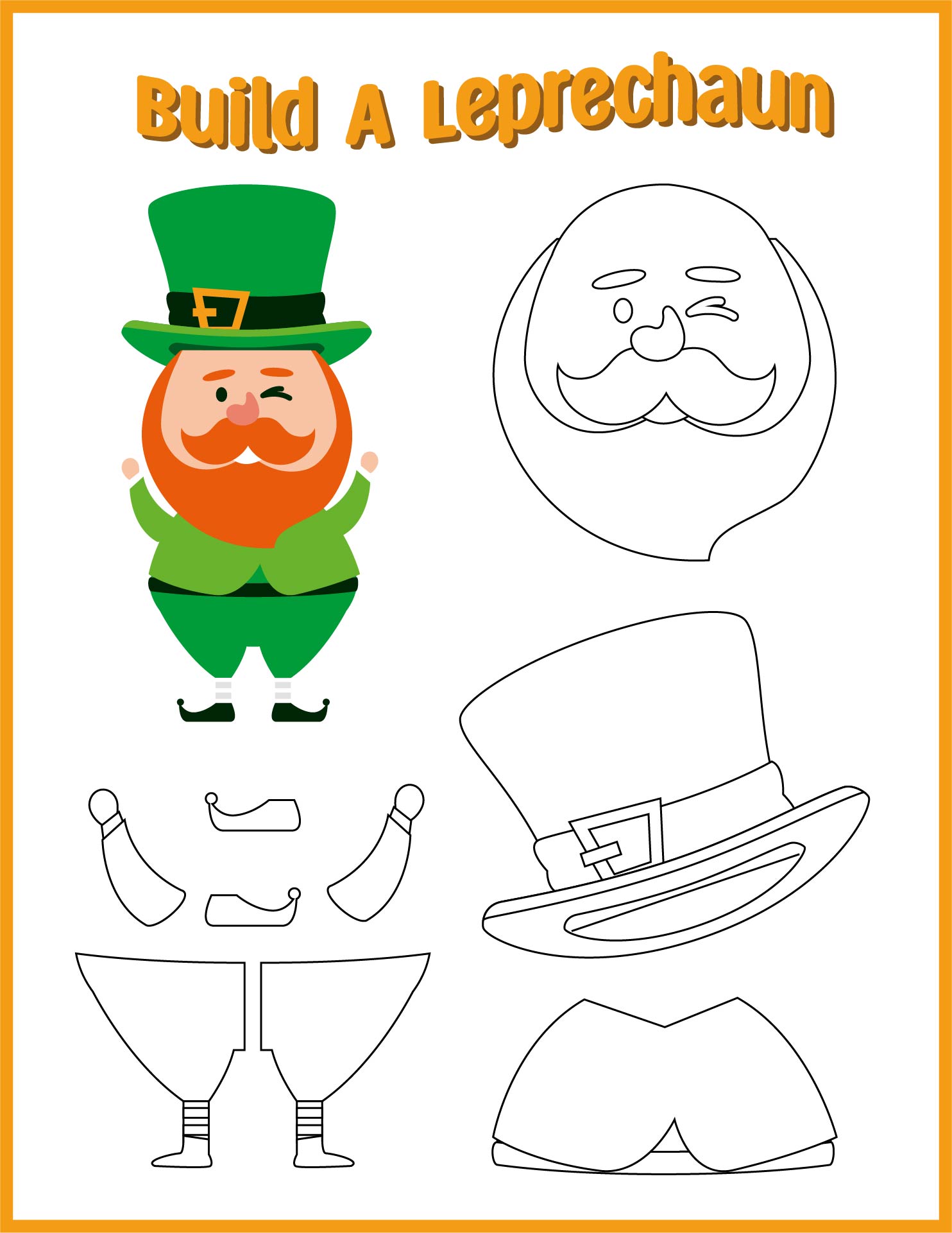 Printable Leprechaun St. Patricks Day Crafts