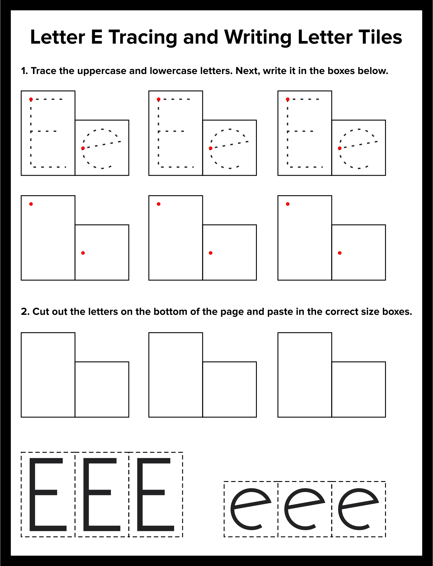 Printable Letter E Tracing And Writing Letter Tiles