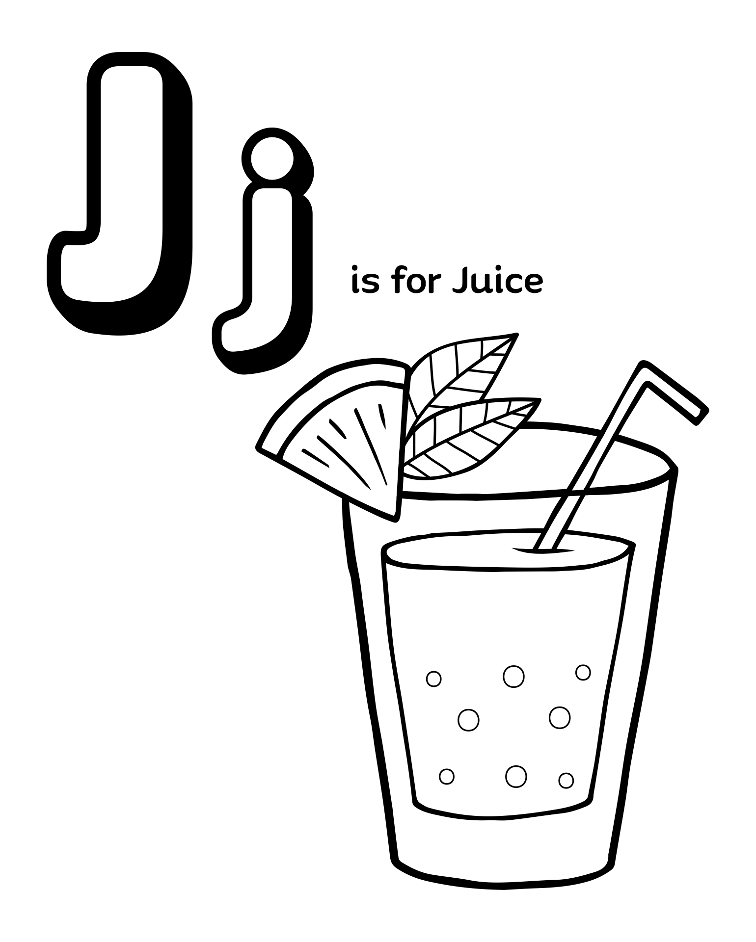 Printable Letter J Is For Juice Preschool Coloring Pages