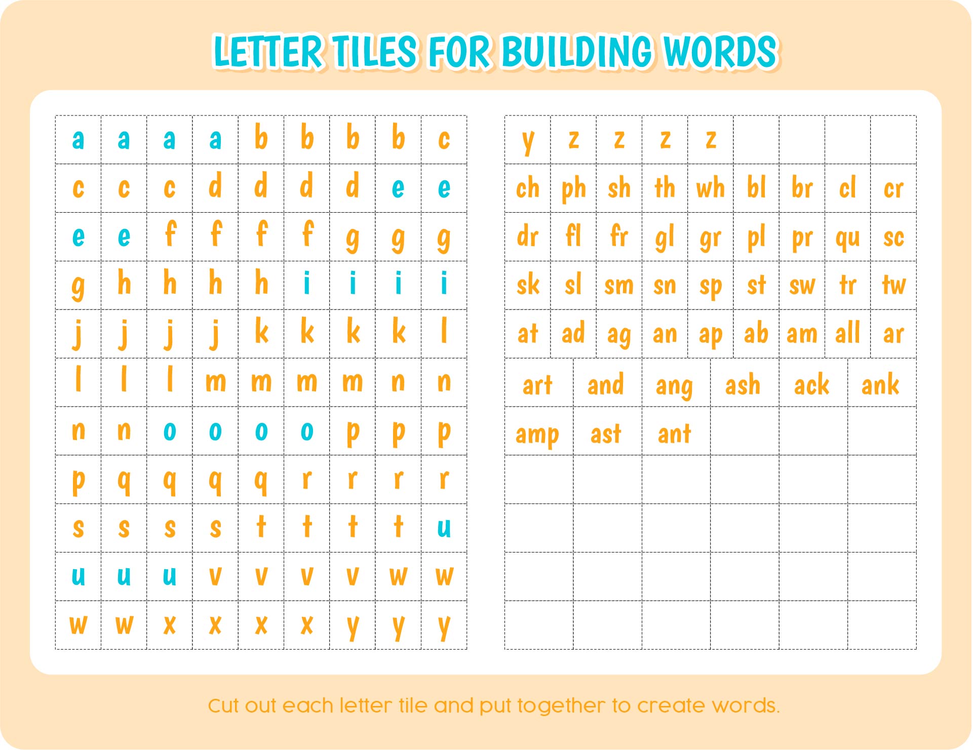 Printable Letter Tiles For Building Words