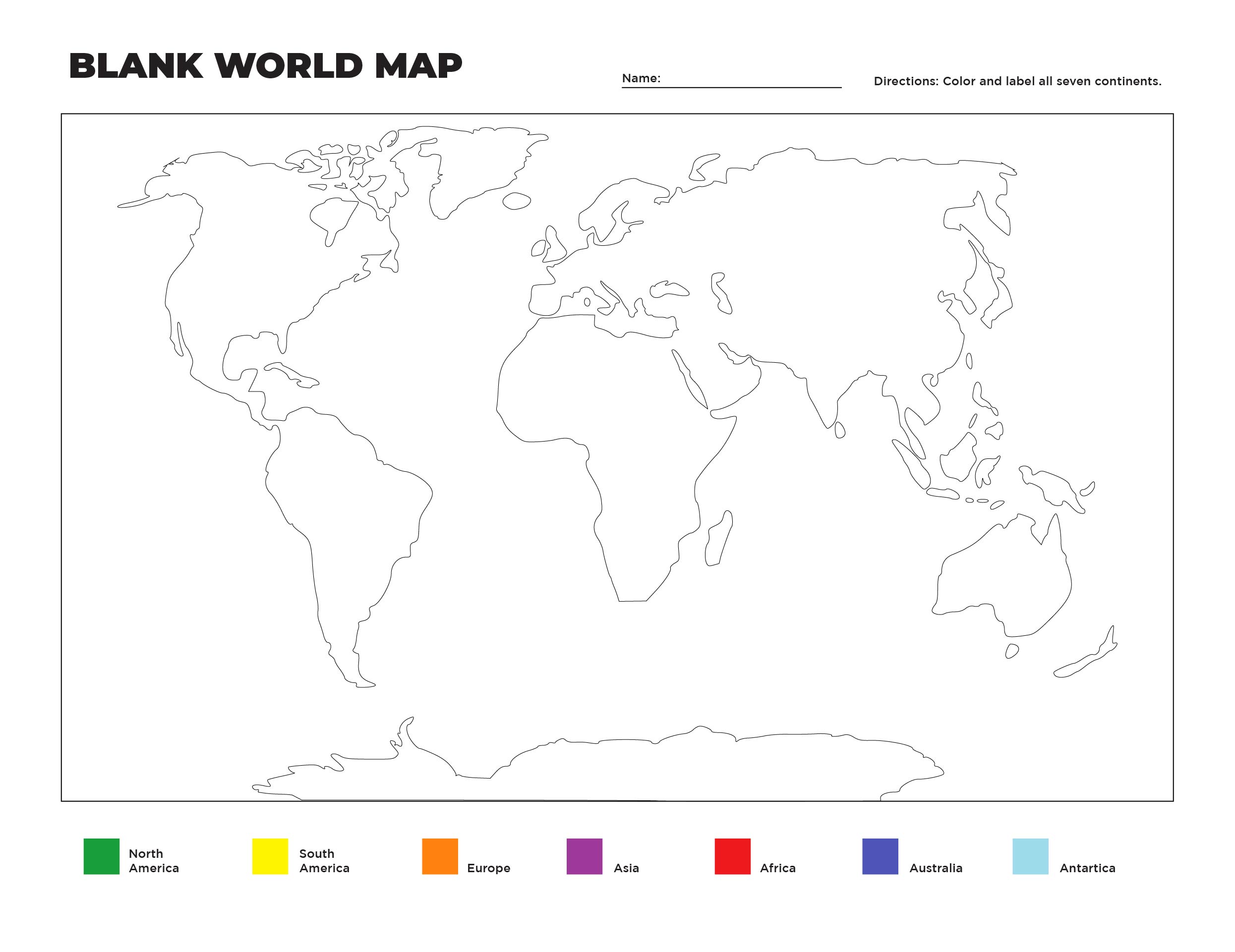 Printable Map Of The World For Kids To Color
