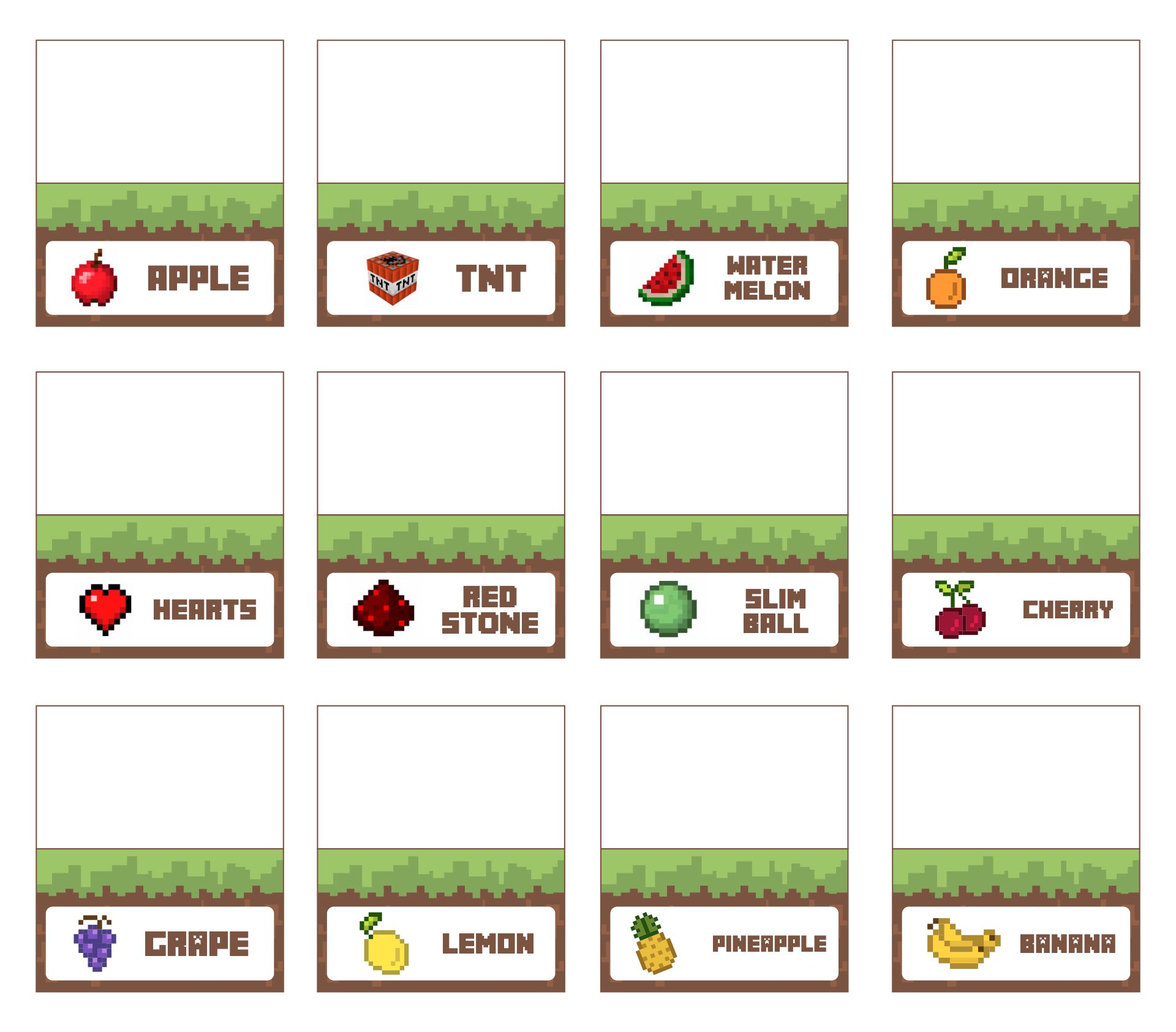 Printable Minecraft Party Labels