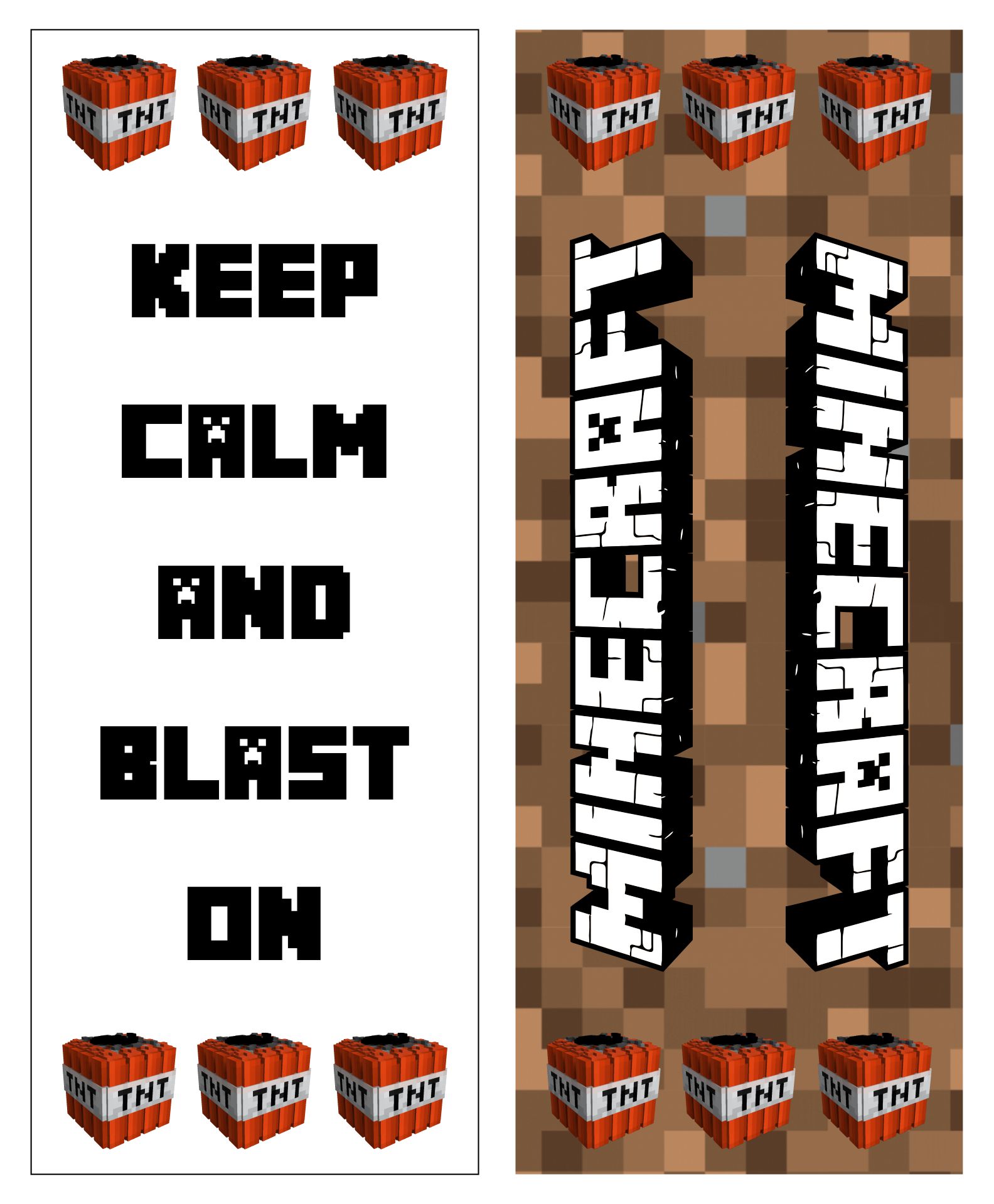 Printable Minecraft Party TNT Bookmarks