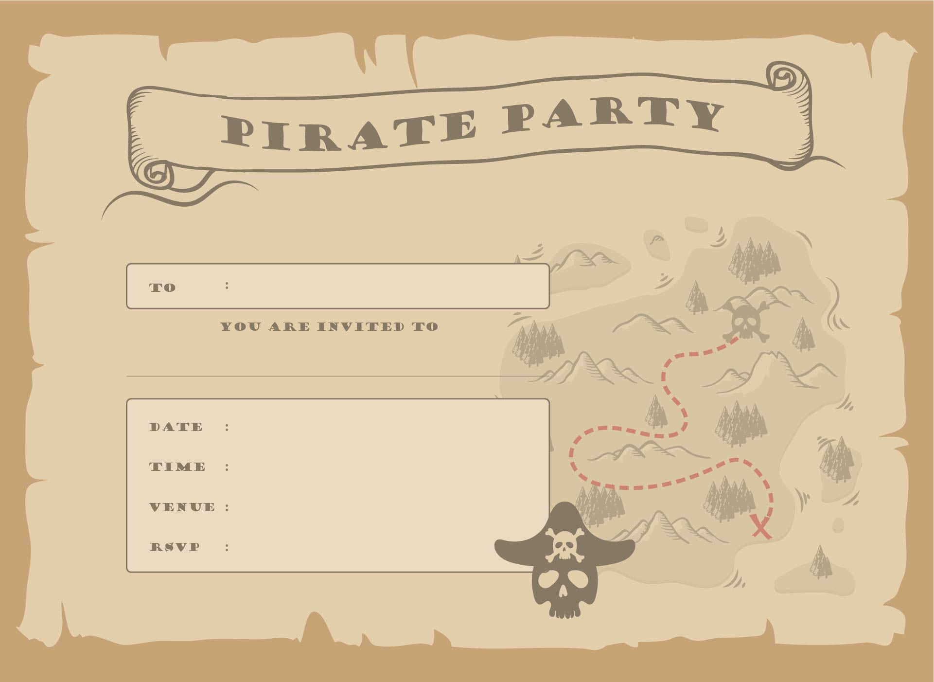 Printable Pirate Party Invitations Template