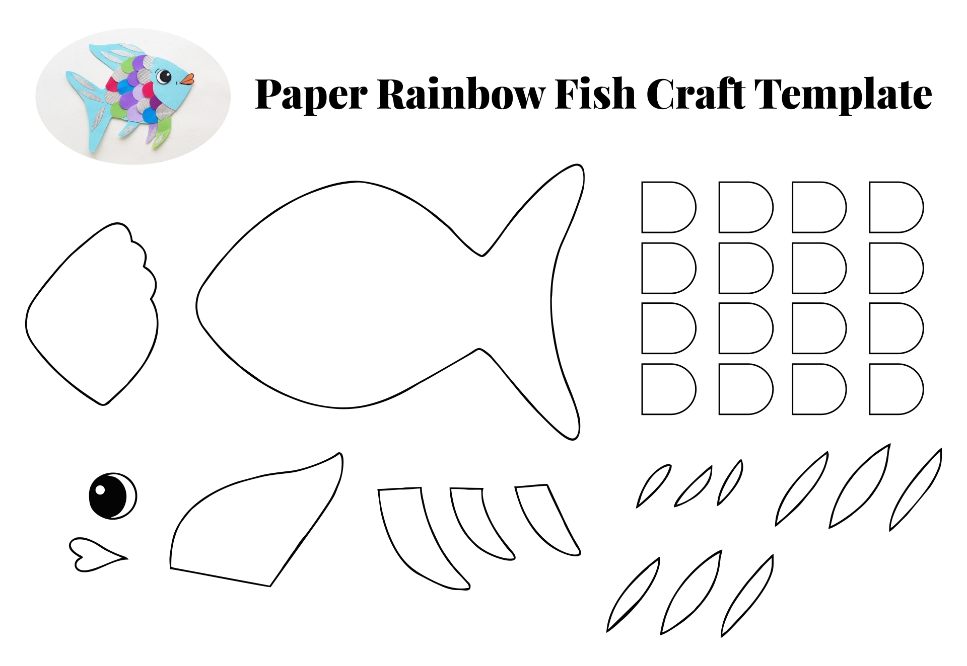 Printable Rainbow Fish Craft Templates