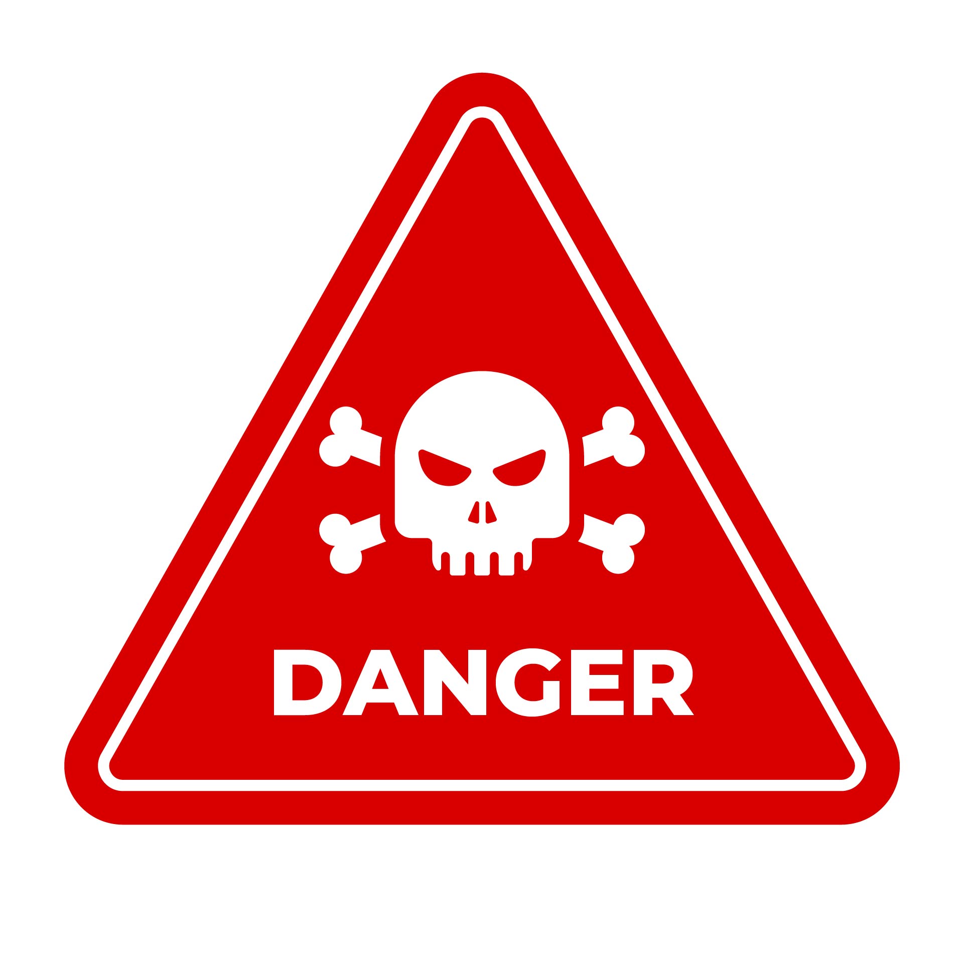 Printable Red Danger Skull Crossbones Warning Template