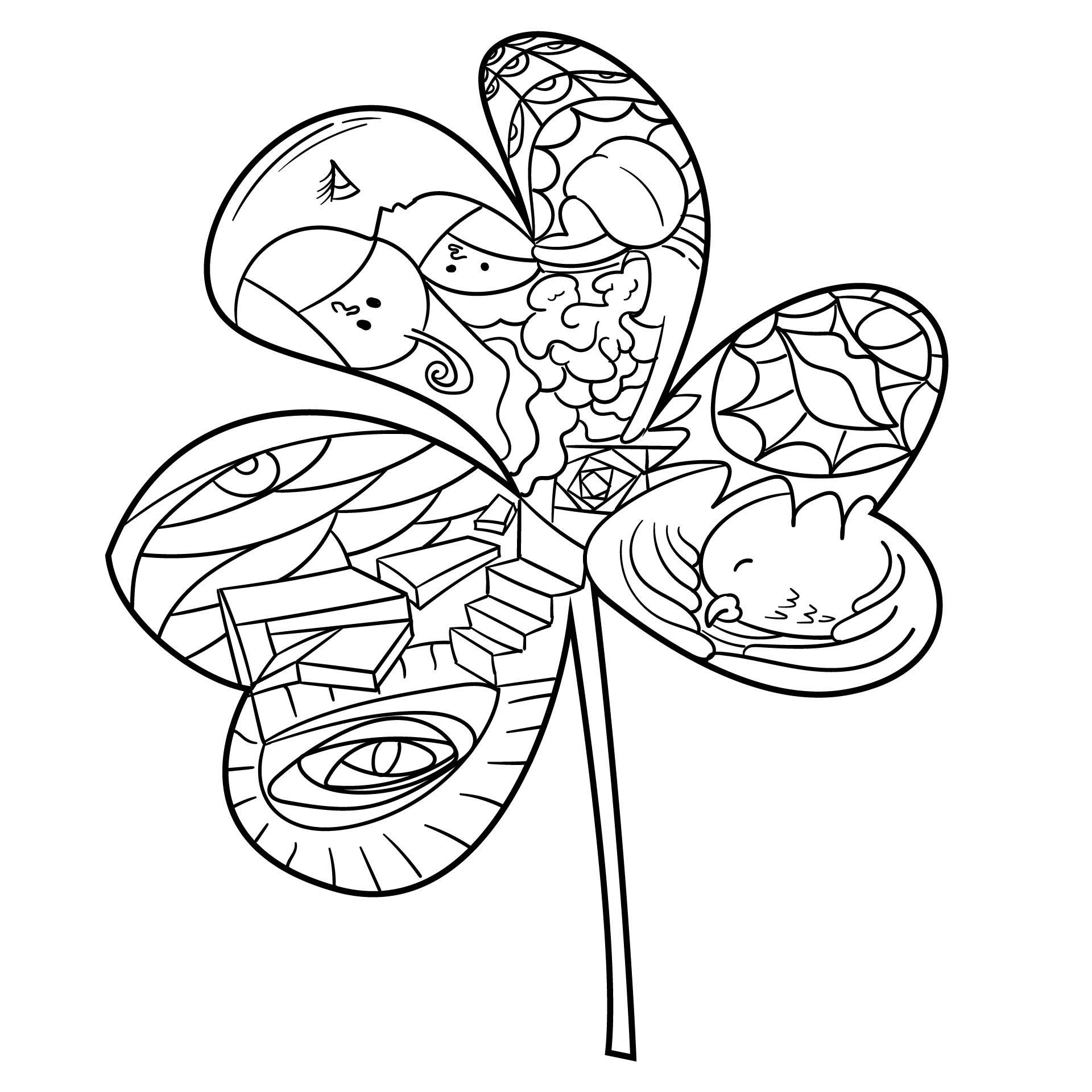 Printable Shamrock Coloring Pages For Adults