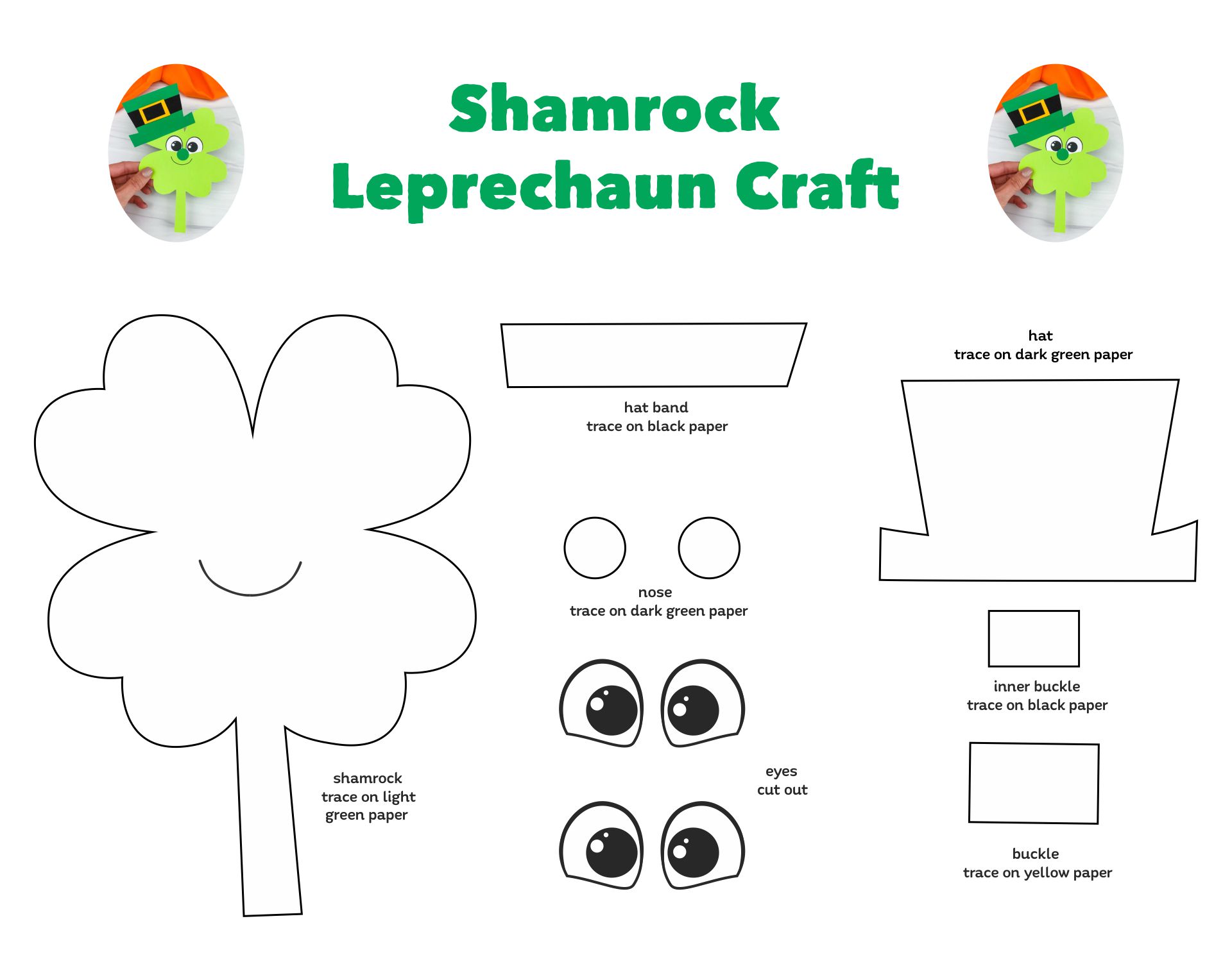 Printable Shamrock Leprechaun Craft Template