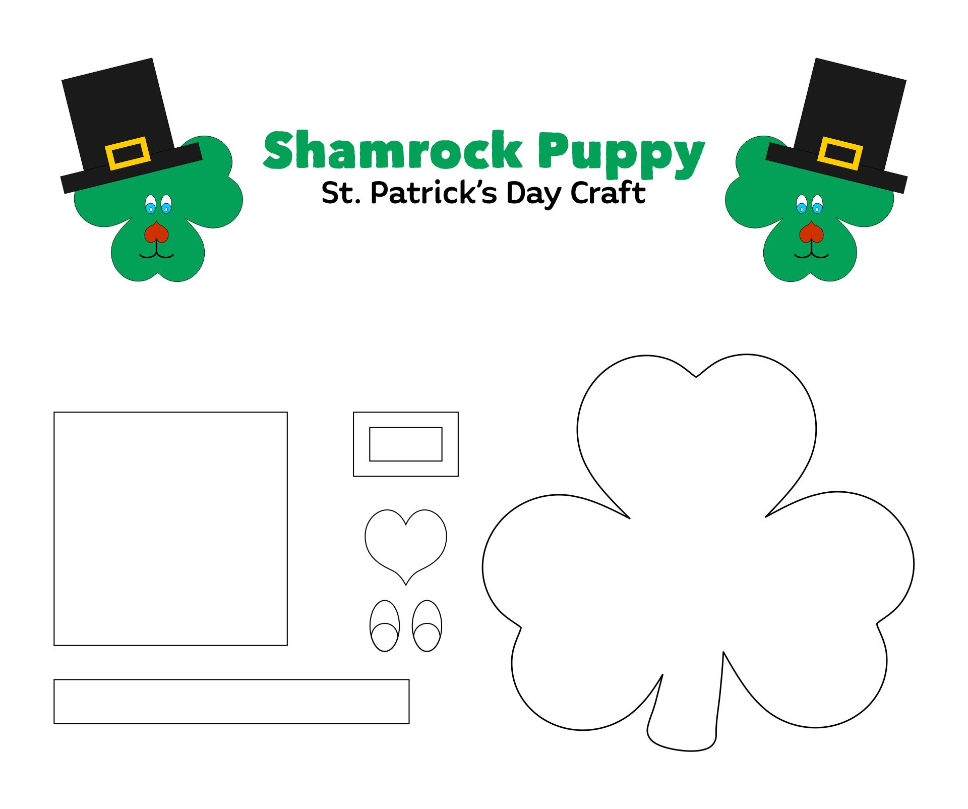 Printable Shamrock Puppy St. Patricks Day Craft