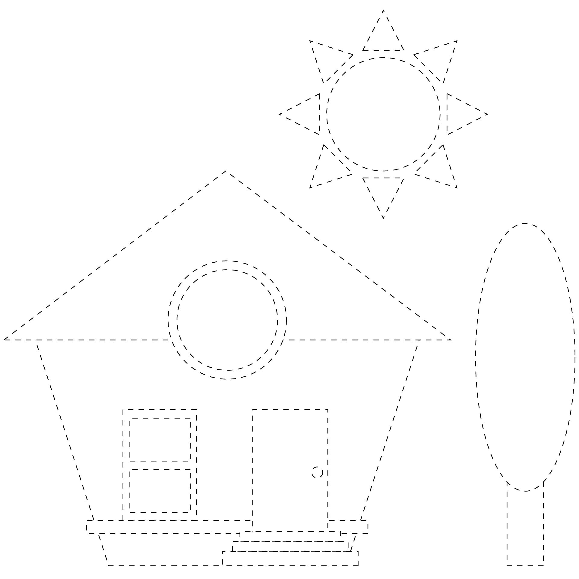 Printable Shape Tracing House Kindergarten Worksheets